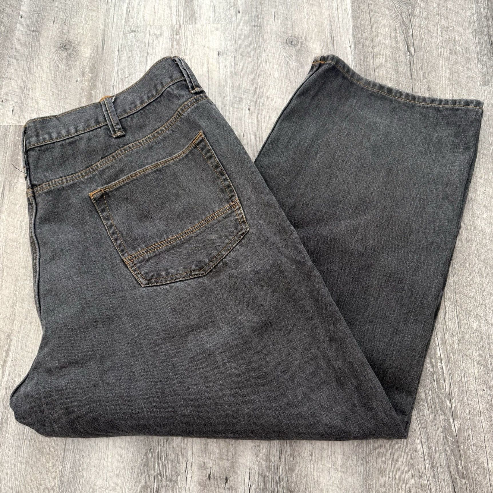 Vintage Foundry Jeans Mens 44x29 Black Gray Denim Straight Leg Cotton Relaxed 5-Pocket Zip Button Size US 44 / EU 60 - 5 Thumbnail