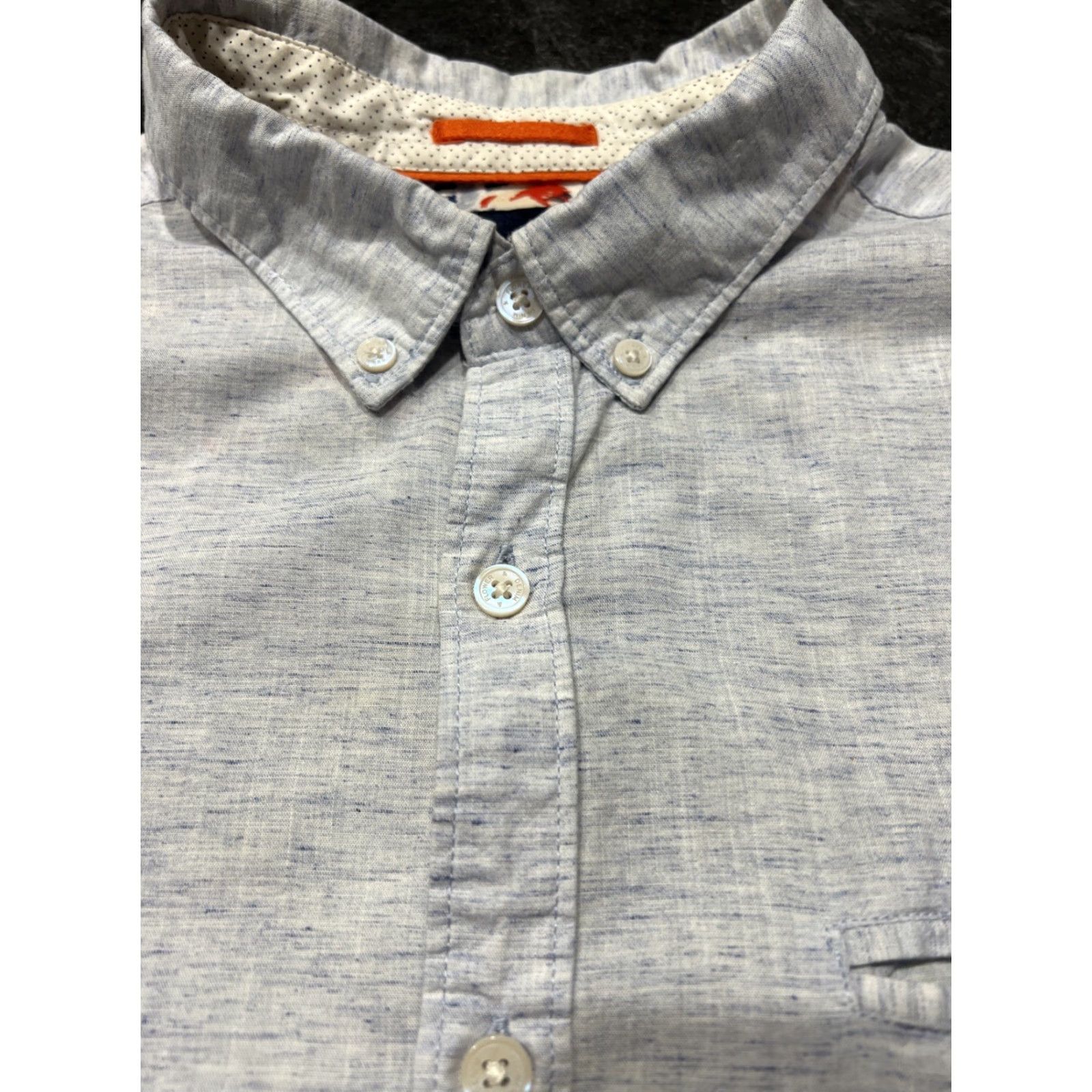Denime DENIM & FLOWER Blue Striped Slim Fit Button-Up Shirt XL Short Sleeve Mens Size US XL / EU 56 / 4 - 6 Thumbnail