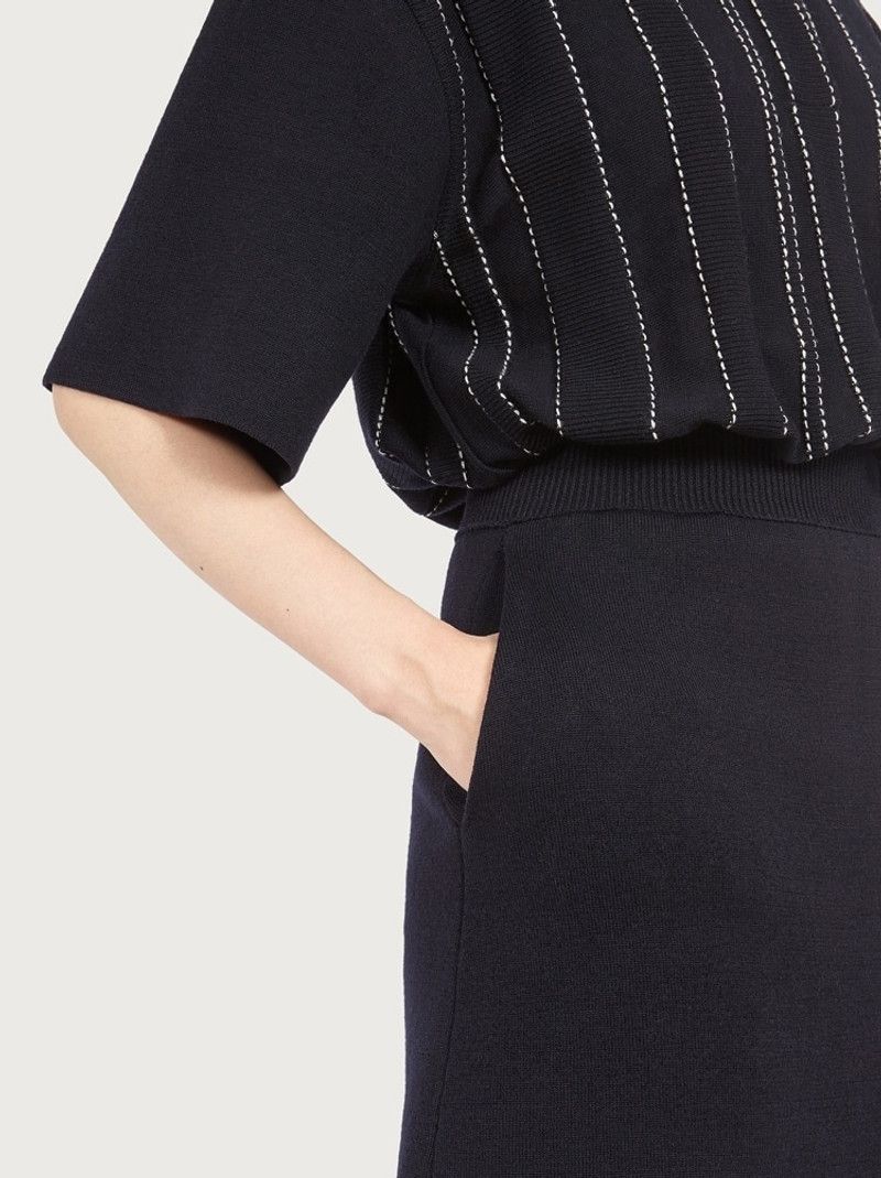 Salvatore Ferragamo o1y0326 Mini Dress in Black/White Size M / US 6-8 / IT 42-44 - 4 Thumbnail