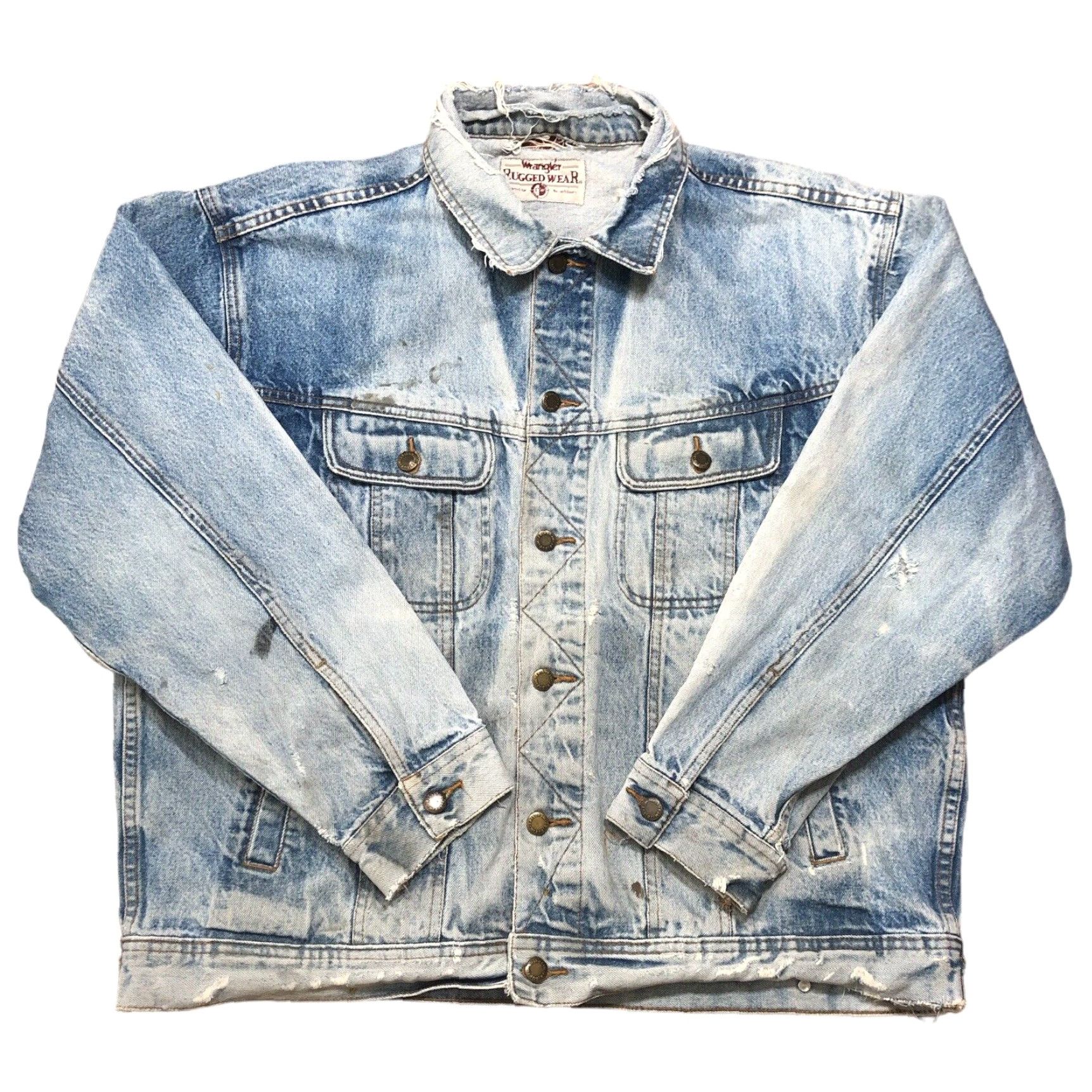 Wrangler VINTAGE Wrangler Denim Jacket Trucker Western Cowboy Blue 52 Chest Mens Regular Denim Jacket Size US 36 / EU 52 - 2 Thumbnail