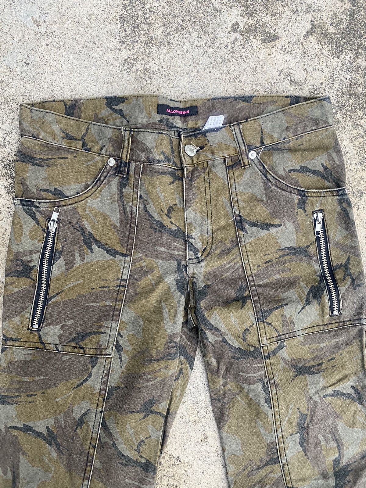 Japanese Brand Flare Jeans Algonquins Camo Zipper Bootcut Size US 31 - 10 Thumbnail