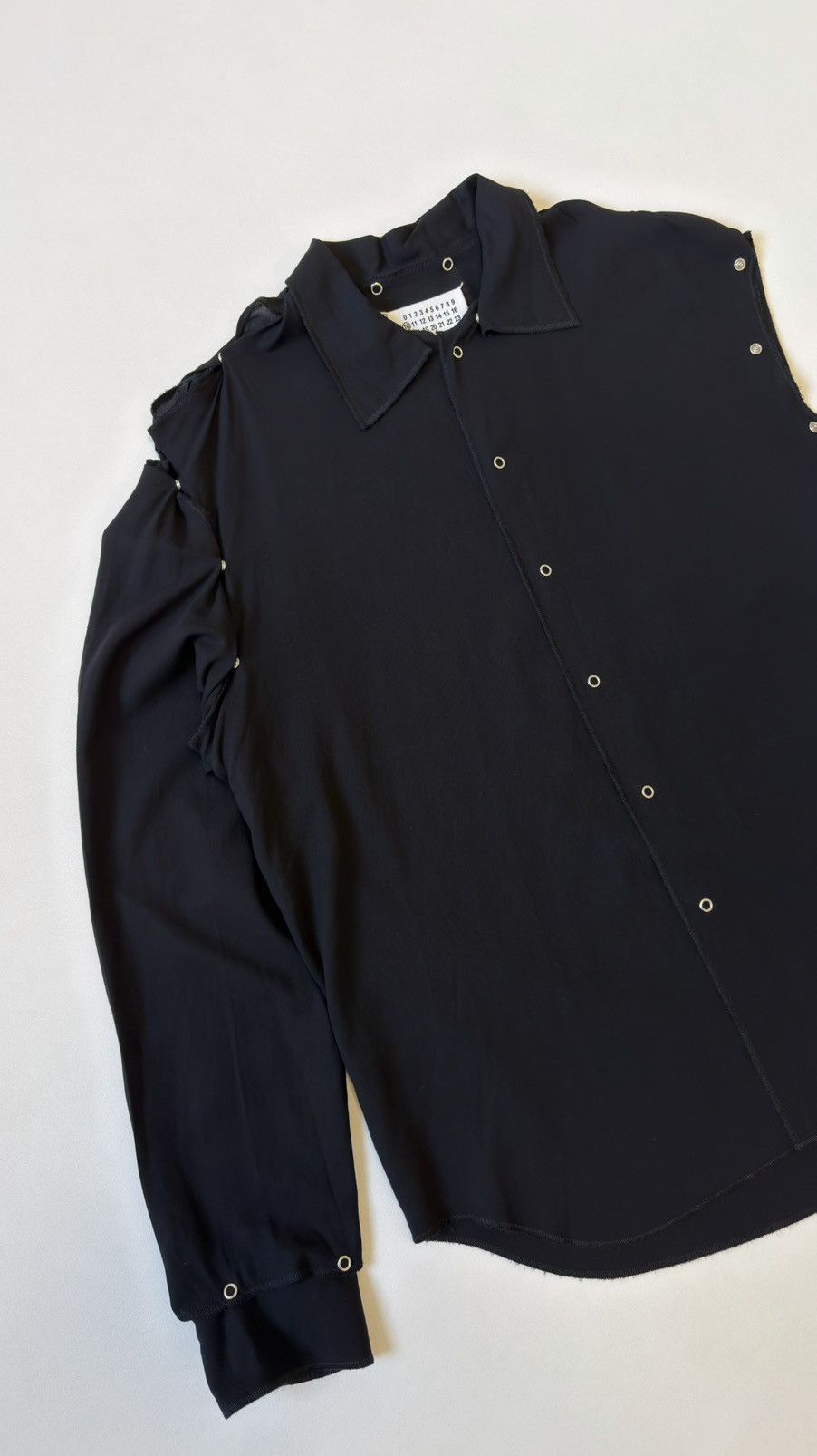 Maison Margiela S/S 17 ‘Metal Popper Detail’ Black Cotton Shirt Size US M / EU 48-50 / 2 - 9 Thumbnail