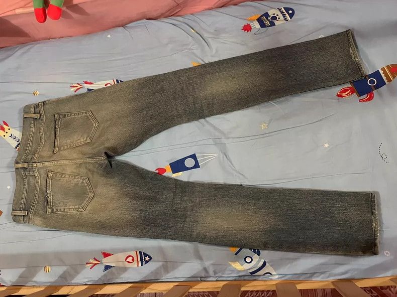 Yves Saint Laurent saint laurentThe Big Wreck Yellow Muddy Wash Ripped Jeans 2 Size US 27 - 2 Thumbnail