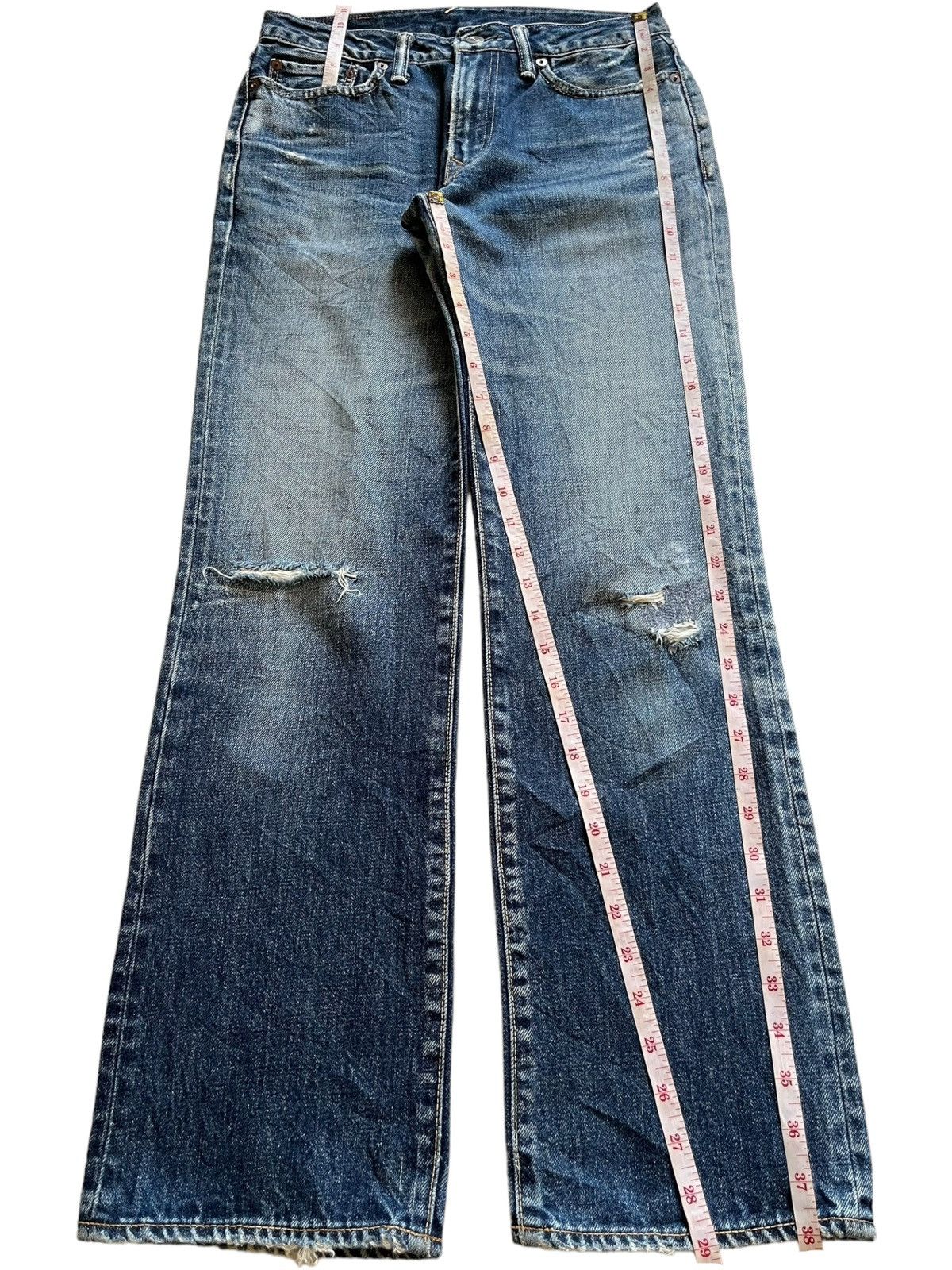 45rpm × Japanese Brand Vintage Japanese 45RPM Blue Wash Distressed Loose Jeans Size US 28 / EU 44 - 14 Thumbnail