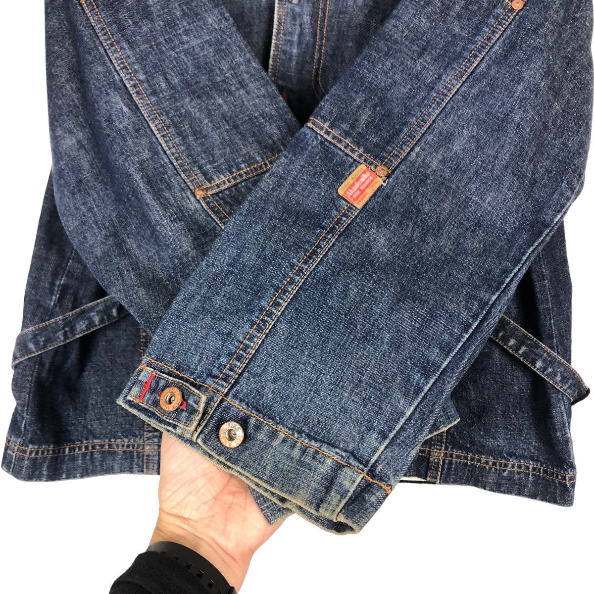 Japanese Brand 🔥Vintage Denim Biker Jacket Akedemiks Gene Research Japan Size US XL / EU 56 / 4 - 15 Thumbnail