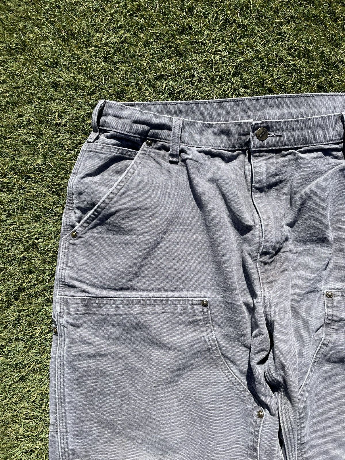 Carhartt Vintage Carhartt Double Knee Work Pants Grey Faded Canvas 37 Size US 37 - 4 Thumbnail