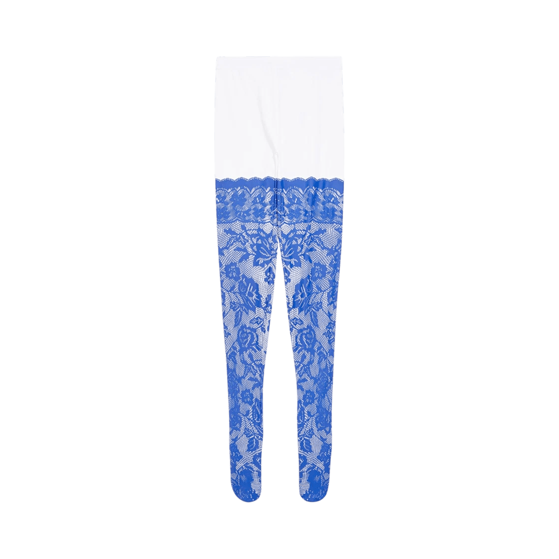 Balenciaga o1s1wg110126 Printed Stay-Up Foot Leggings in White/Blue Size 28" / US 6 / IT 42 - 1 Preview