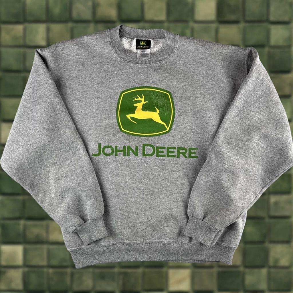 Jerzees VINTAGE John Deere Logo Sweatshirt Heather Gray Y2K Jerzees Size M Mens Size US M / EU 48-50 / 2 - 1 Thumbnail