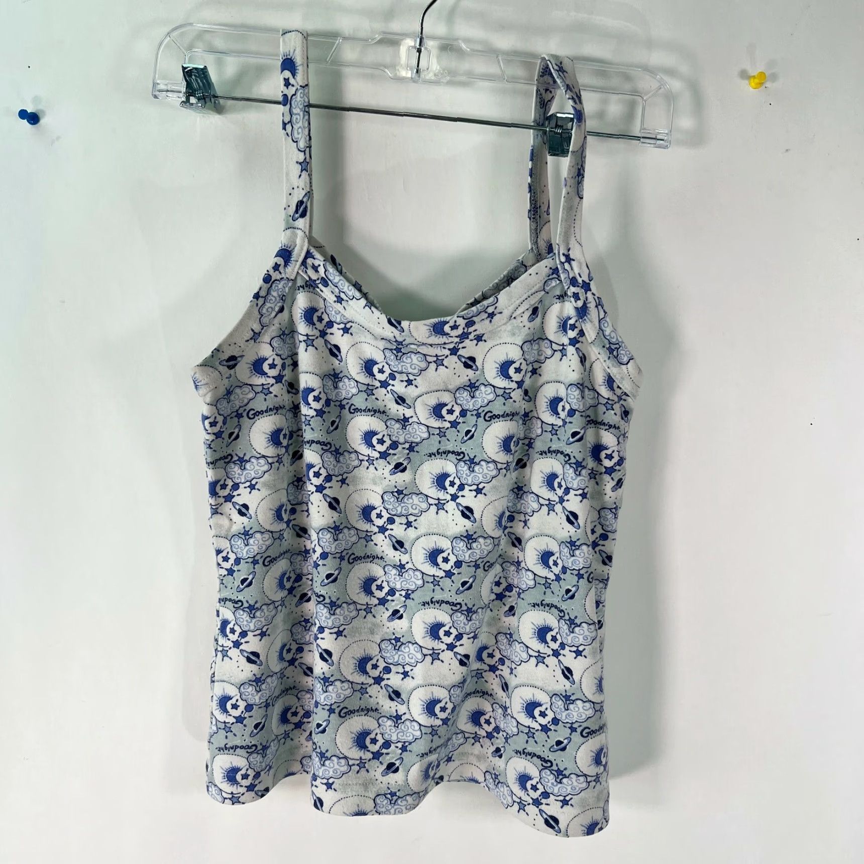Vintage Moon Rocket Womens Blue Good Night Print Cami Top 2 Piece Pajamas Set Size Large Size L / US 10 / IT 46 - 2 Thumbnail
