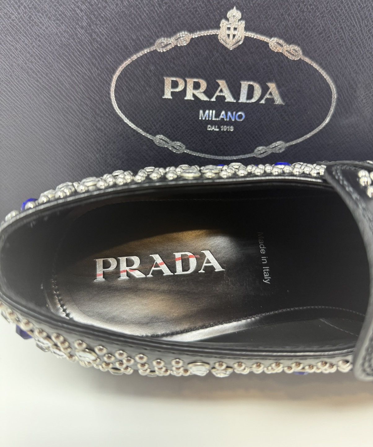 Prada Prada Rhinestone Embellished Leather Loafer Size US 10.5 / EU 43-44 - 8 Thumbnail