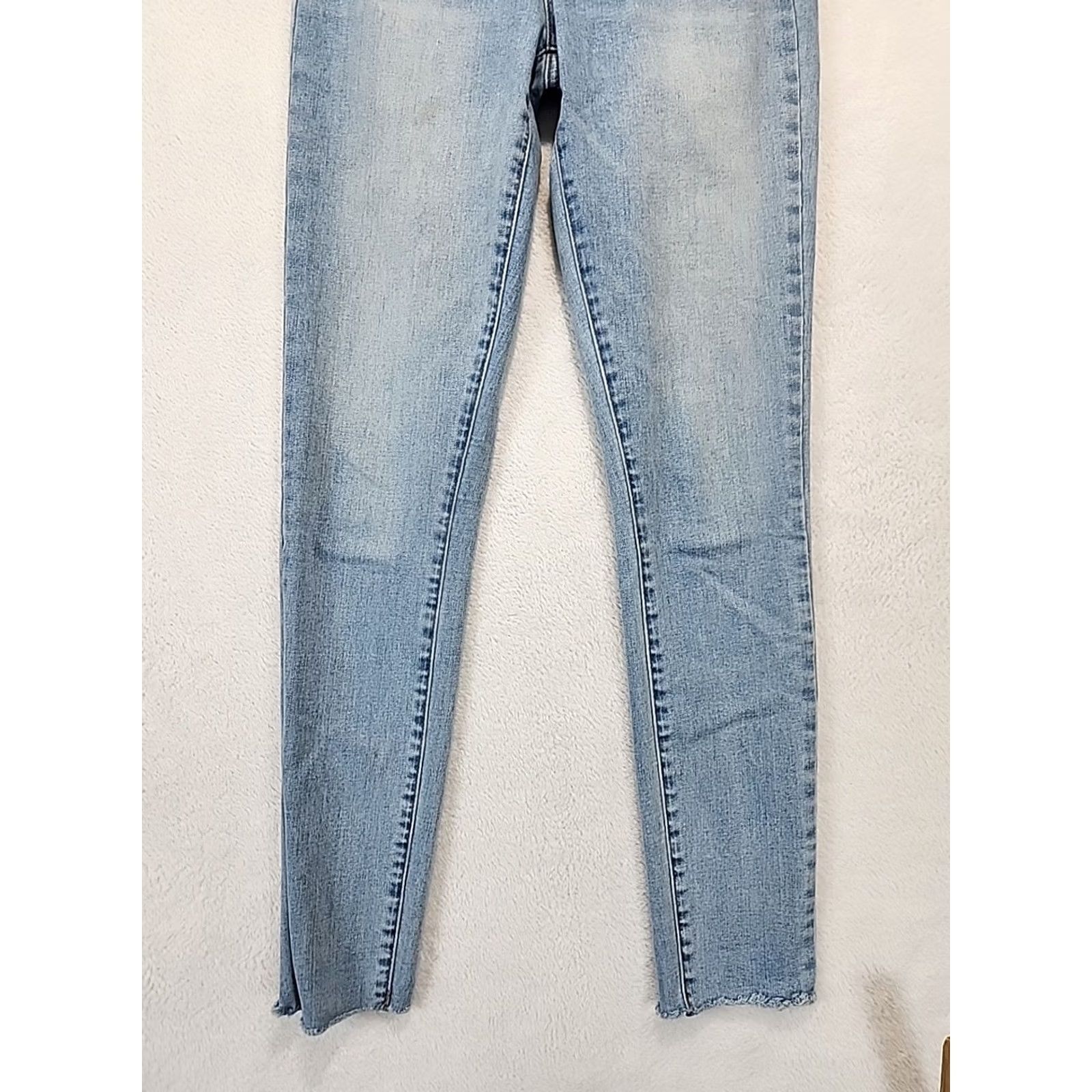 Denime VINTAGE? Jelly Jeans Mid Rise Skinny Stretch Denim Frayed Hem Womens Size 3 Ankle Jeans Blue 5-Pocket Slim N/A Size 26" / US 2 / IT 38 - 4 Thumbnail