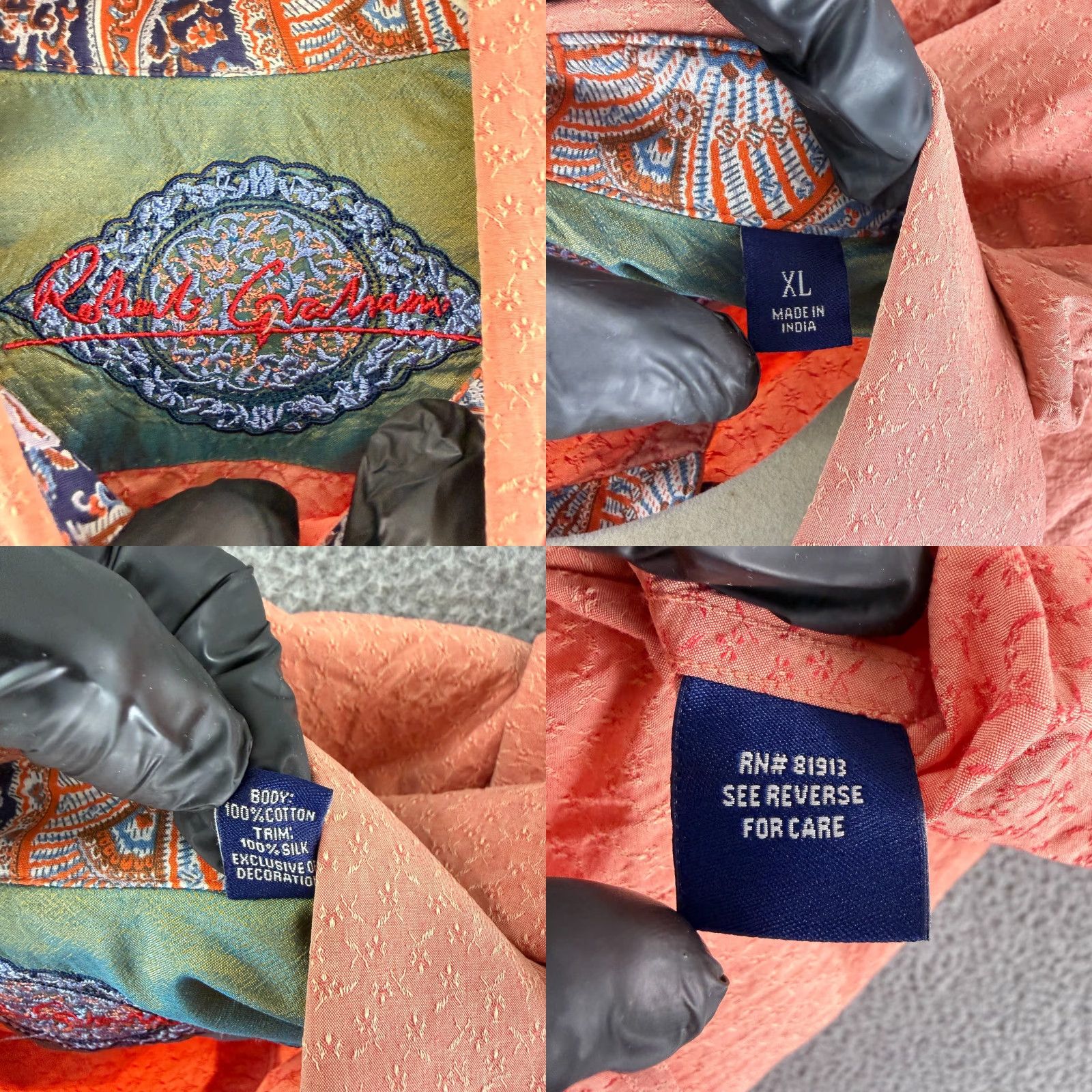 Robert Graham Robert Graham Button-Up Shirt Mens XL Orange Textured Long Sleeve Cotton Size US XL / EU 56 / 4 - 8 Thumbnail
