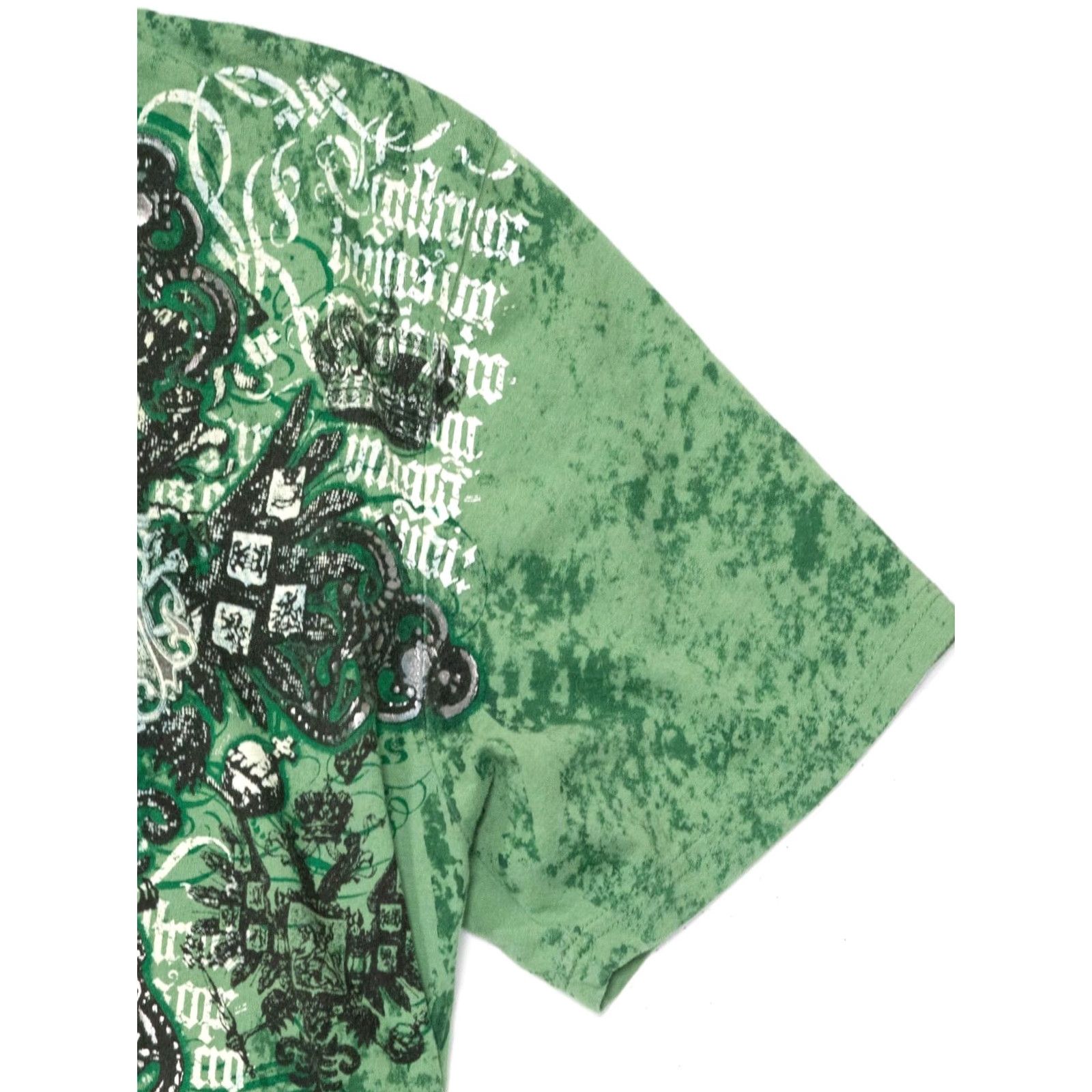 Affliction Affliction T-Shirt Mens 2XL Crew Neck Short Sleeve Green 2000s Y2K Grunge Art Aztec Logo Regular Fit Cotton9 Size US XXL / EU 58 / 5 - 7 Thumbnail