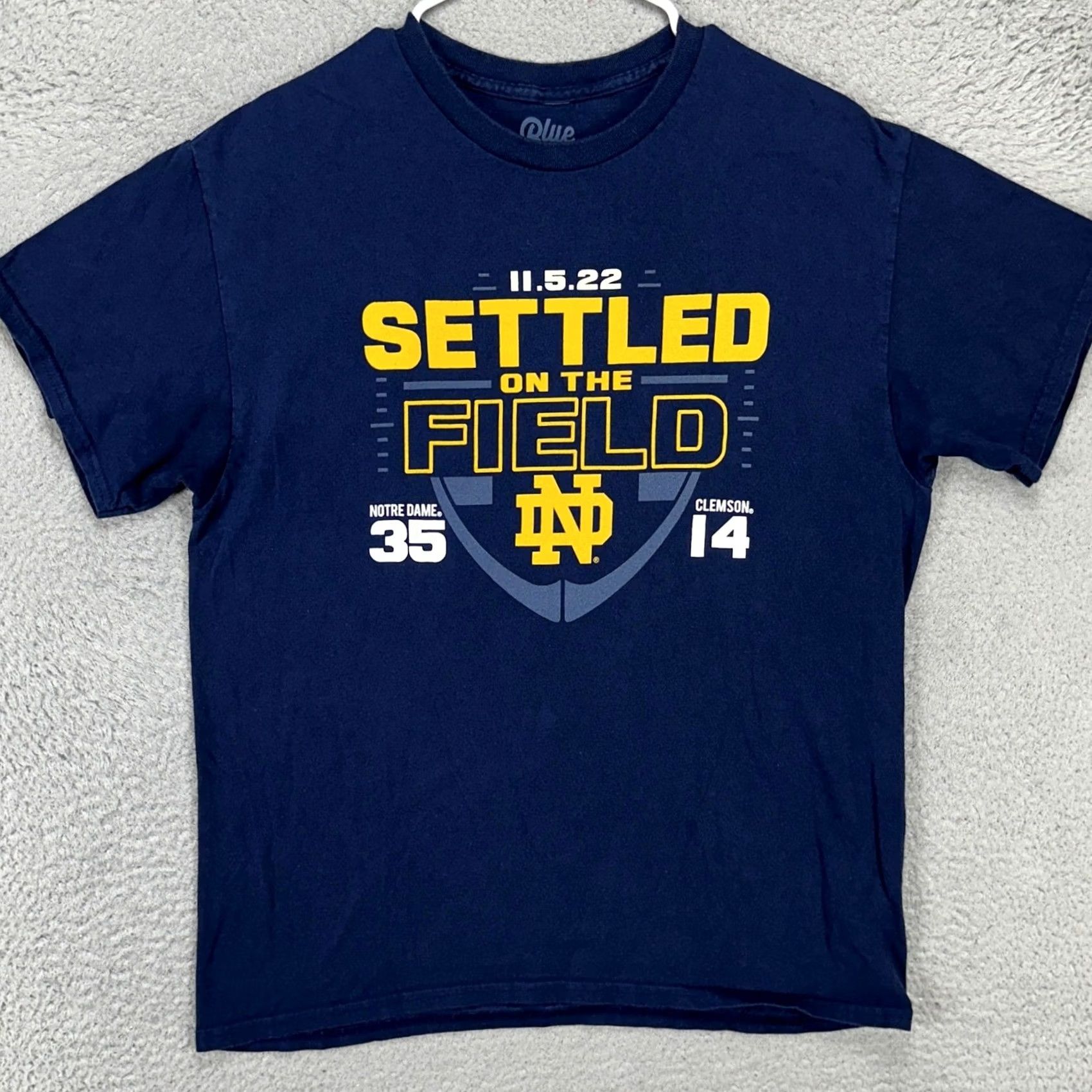 Vintage Notre Dame Fighting Irish Mens T-Shirt Large Blue Graphic Tee Crewneck Blue 84 Size US L / EU 52-54 / 3 - 3 Thumbnail