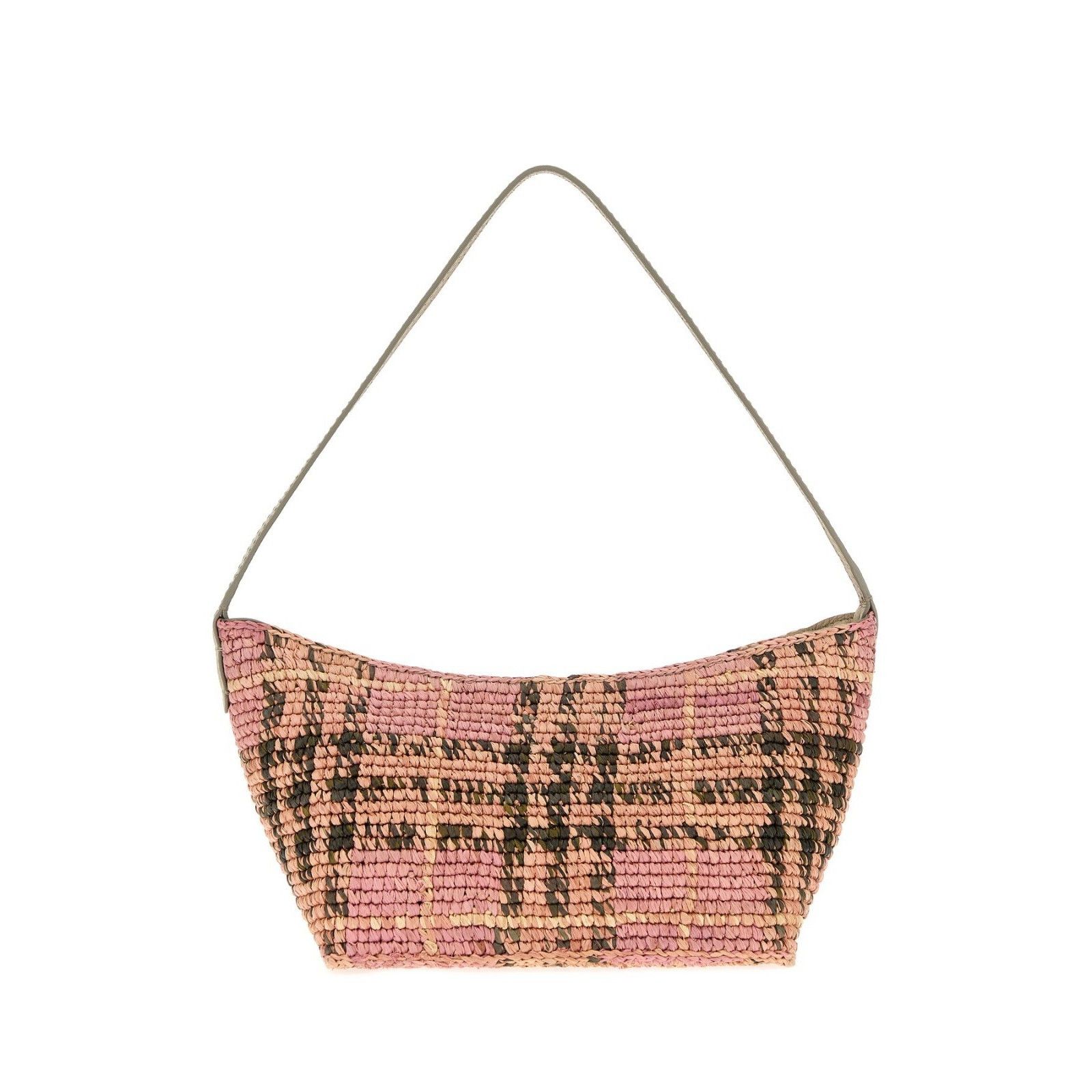 Burberry BURBERRY Mini Margate Pink Embroidered Raffia Shoulder Bag N Size ONE SIZE - 3 Thumbnail