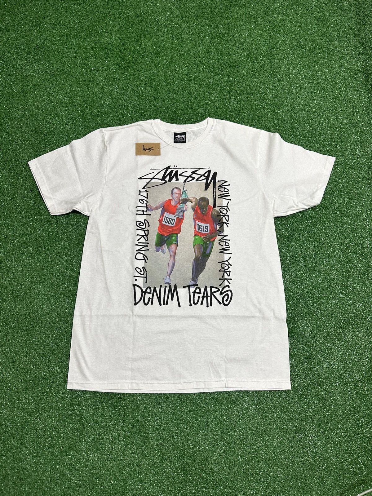 image of Denim Tears x Stussy Tee in White, Men's (Size Medium)