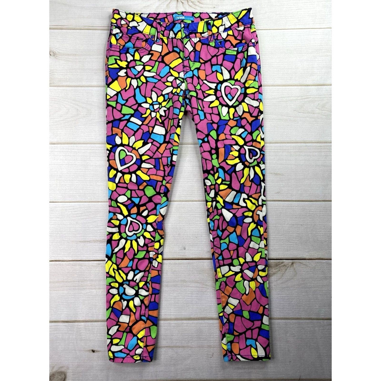 Nanette Lepore Nanette Lepore L'Amour Pants Jr 11 Multicolor Abstract Artsy Hearts Stretch Low Pants Handcrafted Style Geometry Mens? Wait Size 32" / US 10 / IT 46 - 2 Thumbnail
