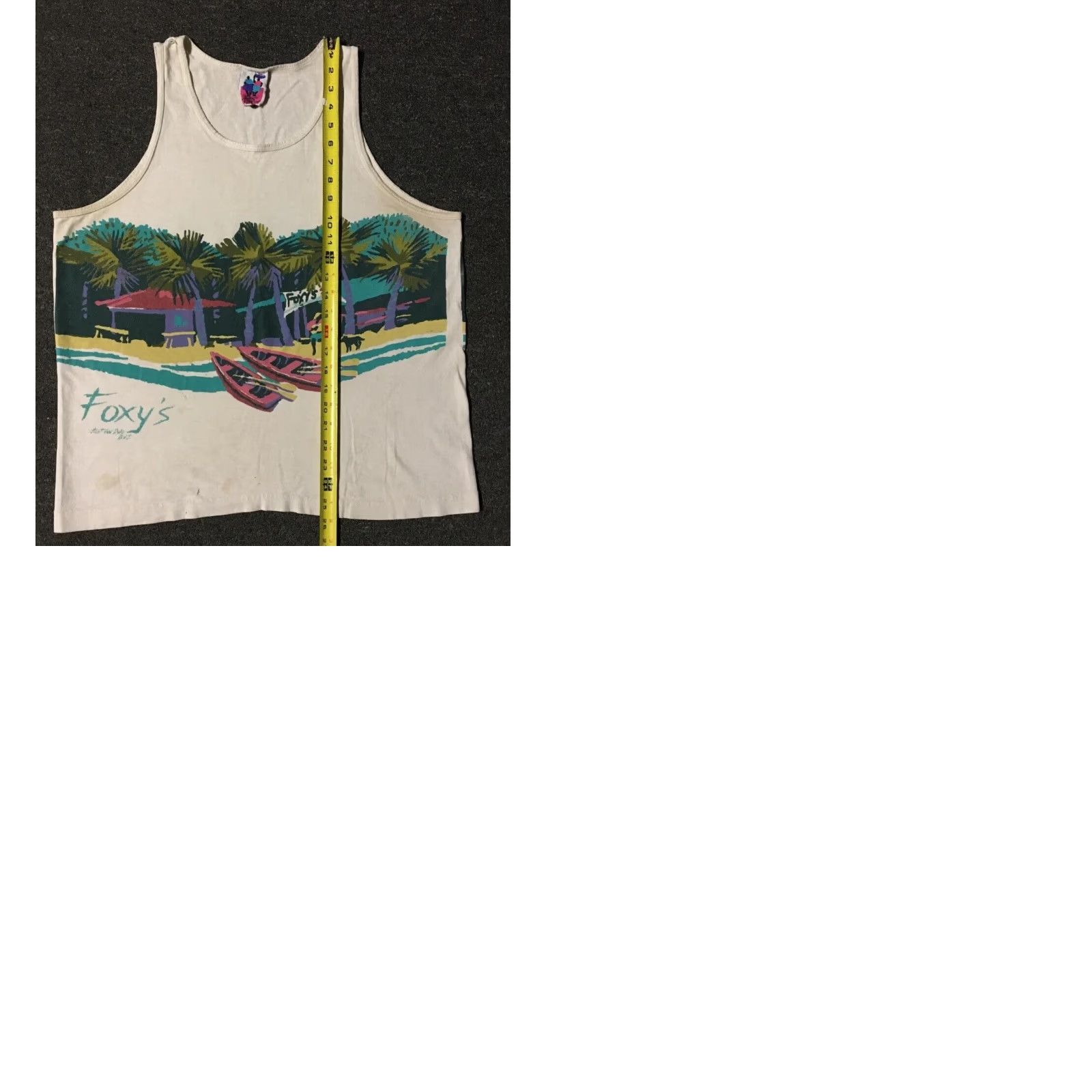 Vintage VINTAGE Foxys Bar 80s Abstract Art AOP Tank Top S White Men T-Shirt Sleeveless Surf Beach 90s Sized S Single Stitch Size US S / EU 44-46 / 1 - 9 Thumbnail