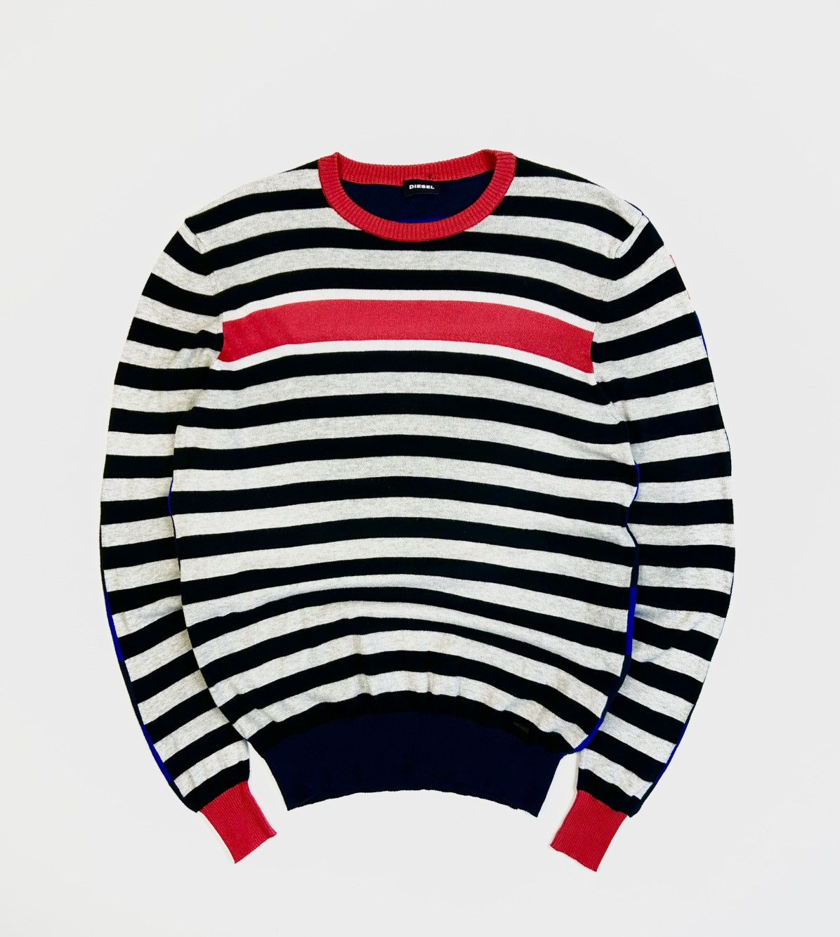 Diesel × Vintage Vintage Diesel Striped Pullover Avant-Garde Sweater Y2K Size US L / EU 52-54 / 3 - 1 Thumbnail