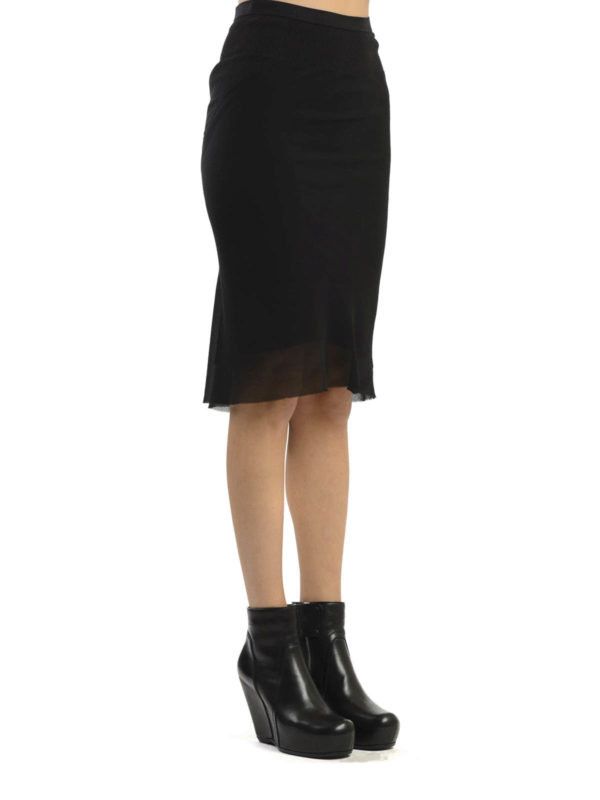 Rick Owens o1y0126 Midi Skirt in Black Size 27" / US 4 / IT 40 - 2 Thumbnail