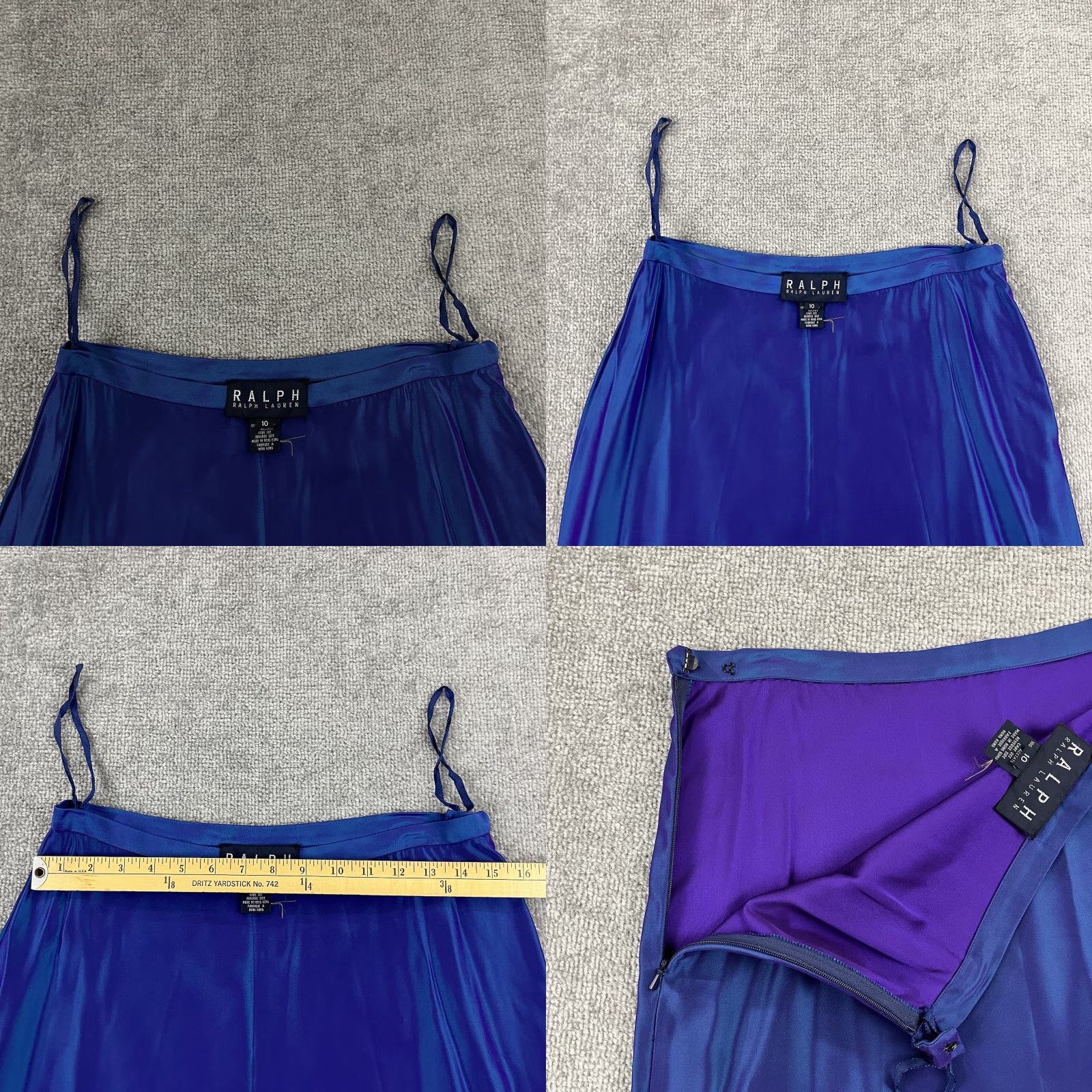 Ralph Lauren RALPH LAUREN Dress Womens Size 10 Midi Dress Purple 47" Calf Length Iridescent Zipper Acetate Sleeveless Vintage No (if allowed) Size L / US 10 / IT 46 - 8 Thumbnail