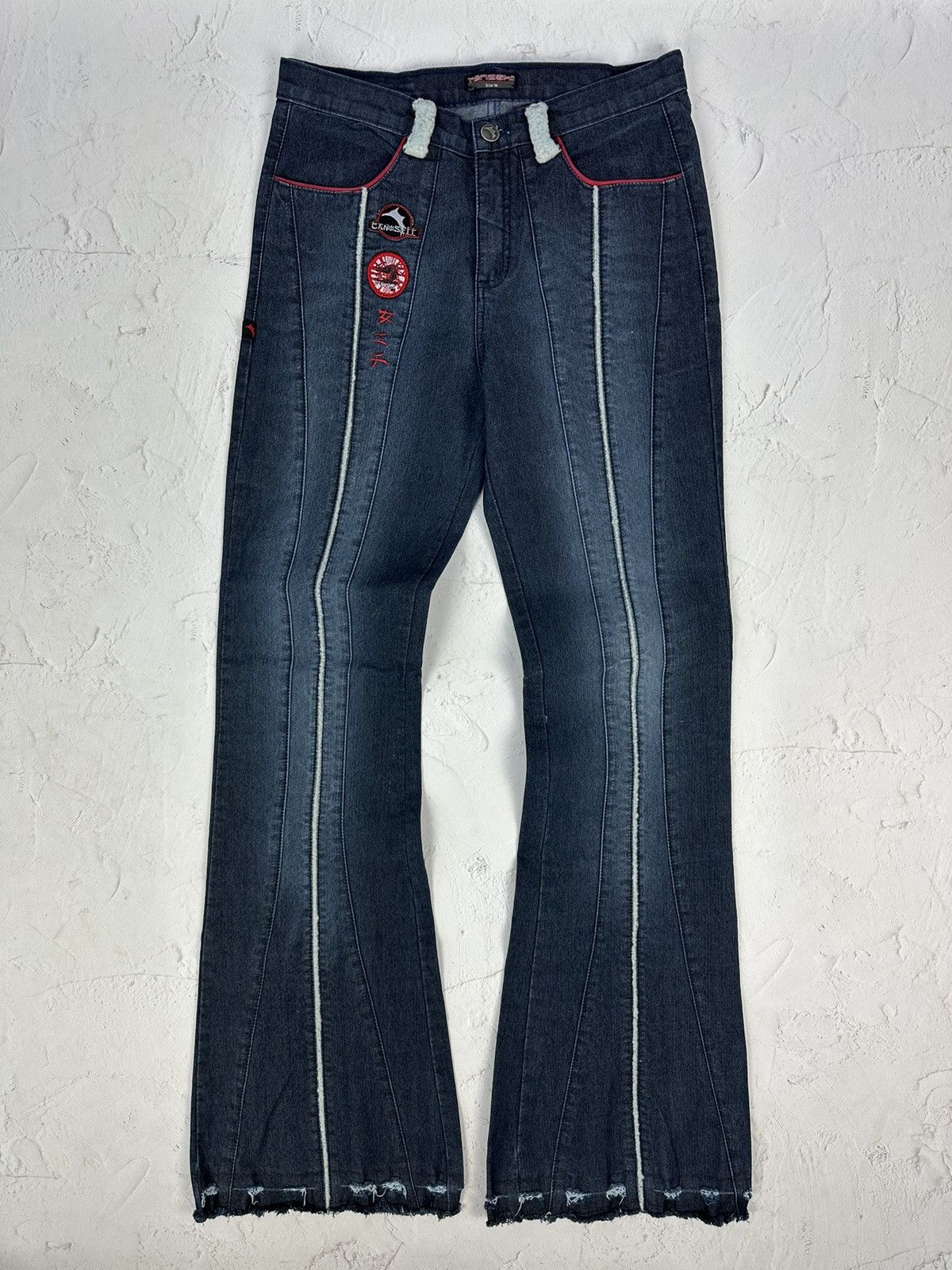 Vintage Y2K Vintage Distressed Flared Jeans Size 30" / US 8 / IT 44 - 1 Thumbnail