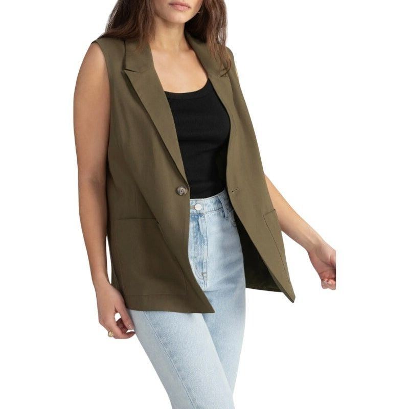 Sanctuary Olive One-Button Notched Lapel Two Front Pocket Vest Size XS / US 0-2 / IT 36-38 - 4 Thumbnail