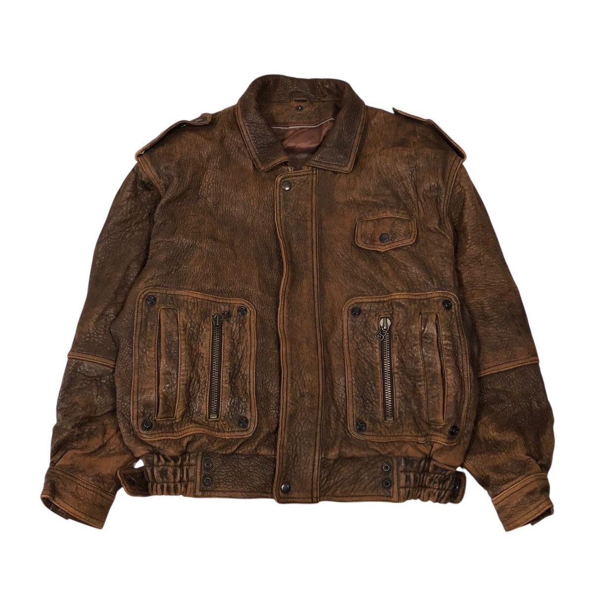 Vintage 🔥VINTAGE FLY LEATHER JACKET BIKER UNBRANDED ISSEY MIYAKE Size US L / EU 52-54 / 3 - 1 Thumbnail