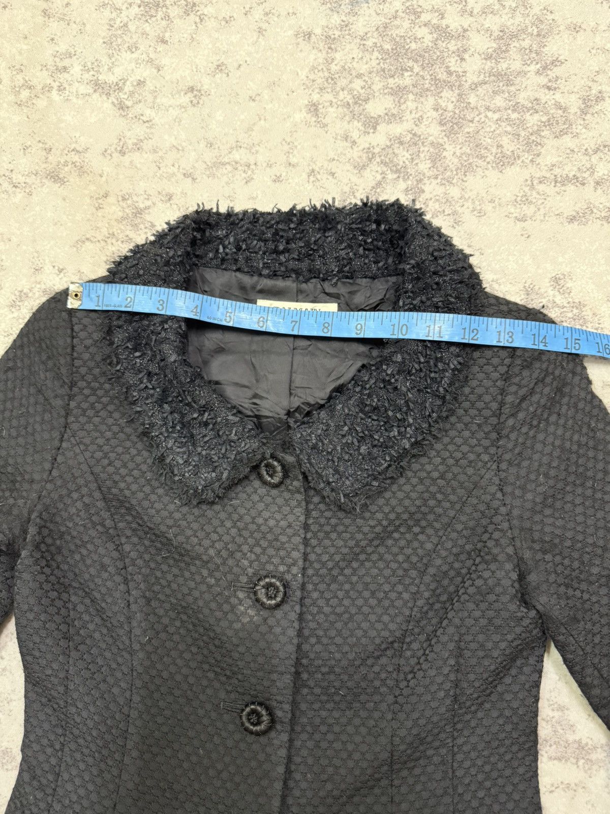 Balmain BALMAIN BLACK TEXTURED JACKET FUR COLLAR THREE QUARTER SLEVE Size XS / US 0-2 / IT 36-38 - 18 Thumbnail