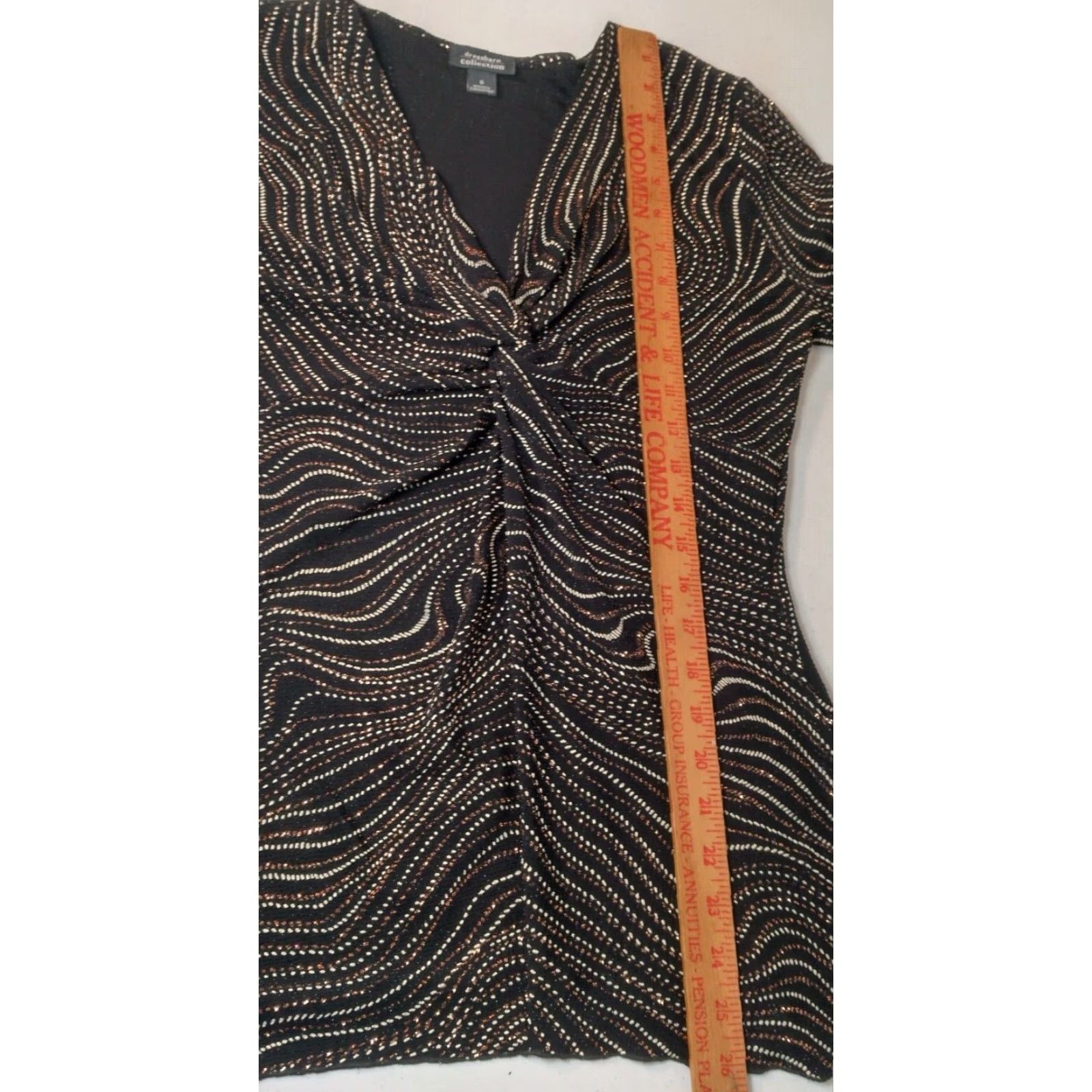 Vintage VINTAGE Dressbarn Collection Shirt Small Black Metallic Stretch Long Sleeve Shirt Womens Laser Size S / US 4 / IT 40 - 3 Thumbnail