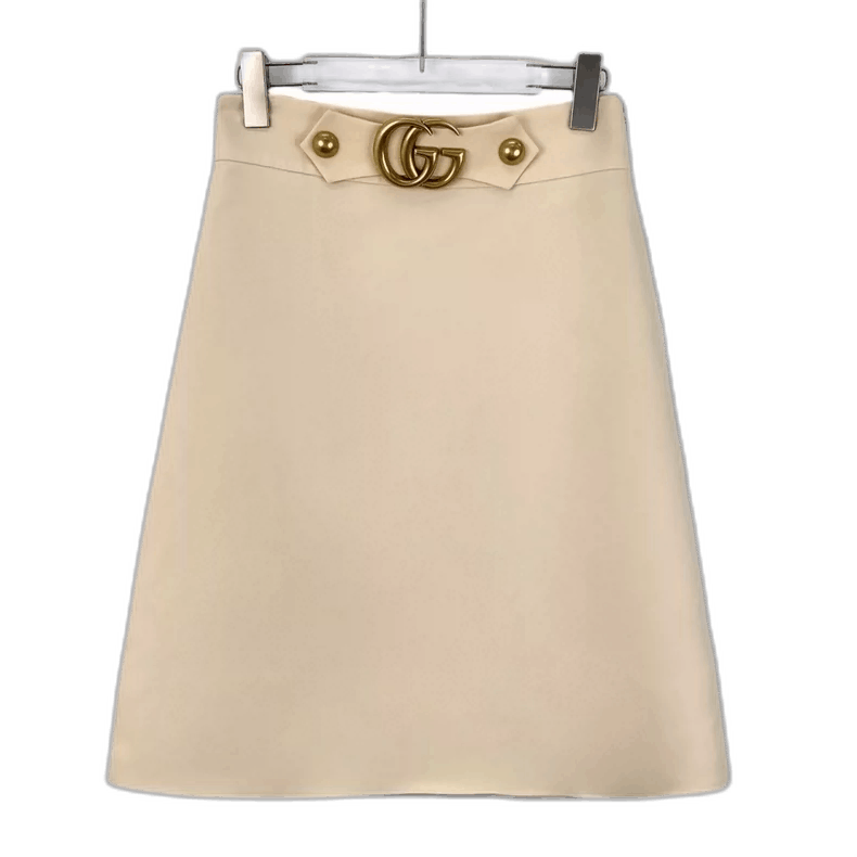 Gucci Gucci Beige A-Line Skirt with Double G Buckle Size US 40 / EU 56 - 1 Thumbnail