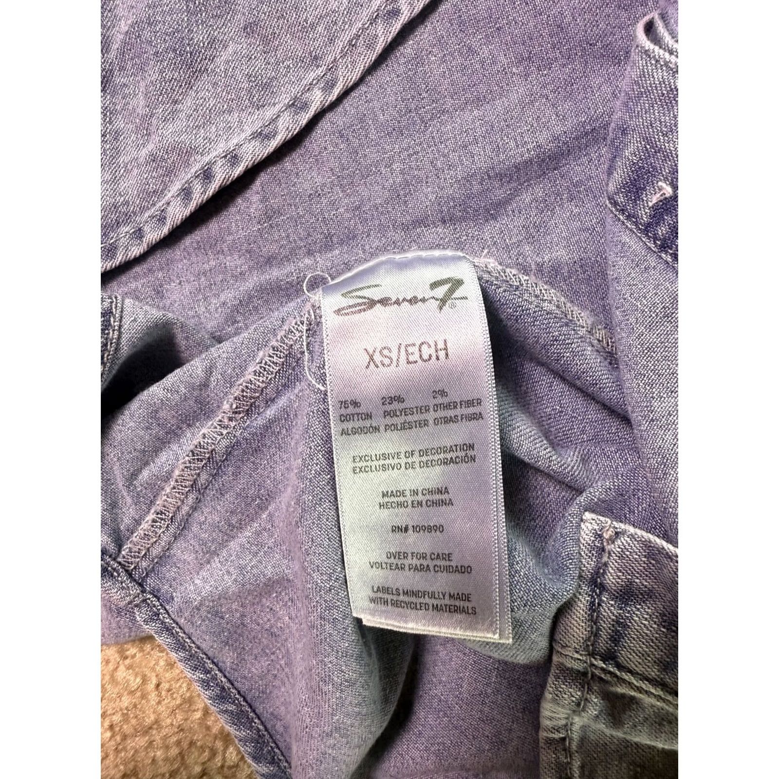Vintage Seven7 Denim Button Up Shirt Womens XS Blue Long Sleeve Pearl Button NWT E906 Size XS / US 0-2 / IT 36-38 - 6 Thumbnail
