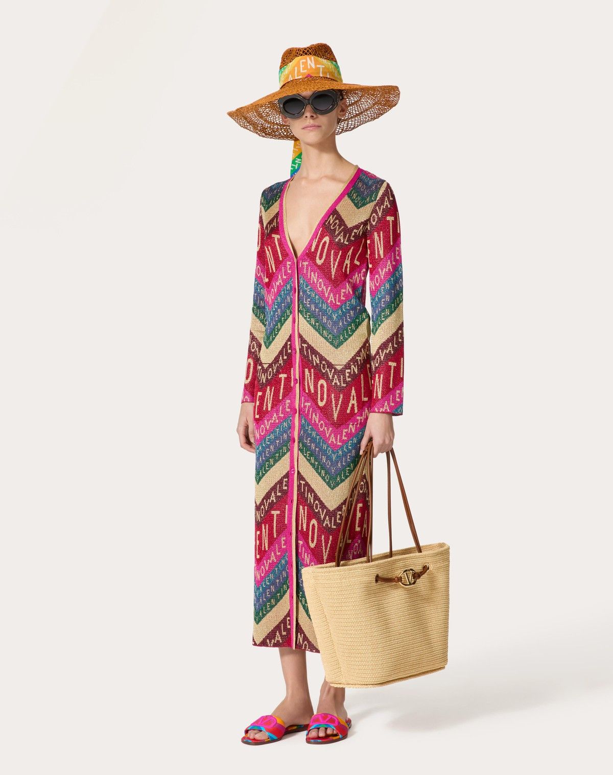 Valentino o1s1wg110525 Chevron Lurex Cardigan in Multicolor Size XS / US 0-2 / IT 36-38 - 3 Thumbnail
