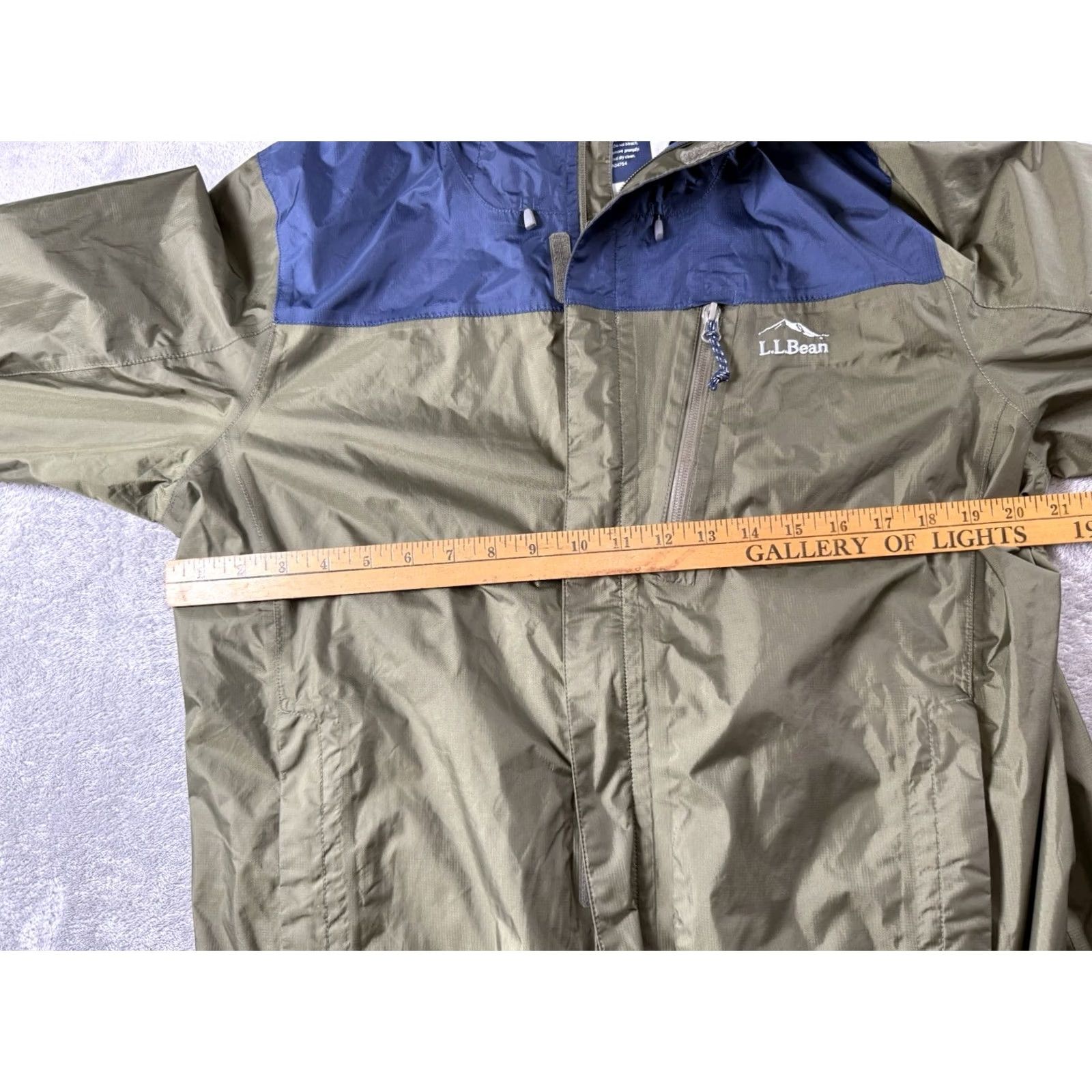 Vintage LL Bean Olive/Navy Mens Large Zip-Up Hooded Jacket Tek Windbreaker Trail Jacket Size US L / EU 52-54 / 3 - 2 Thumbnail