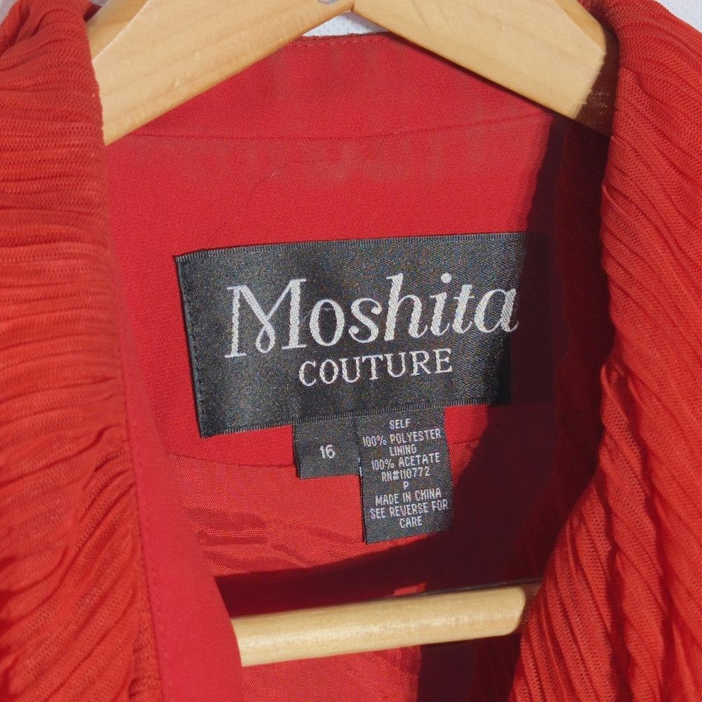 Designer Moshita Coture Red Ruffled Blazer With Rhinestones Sz 16 Size XXL / US 16-18 / IT 52-54 - 3 Thumbnail
