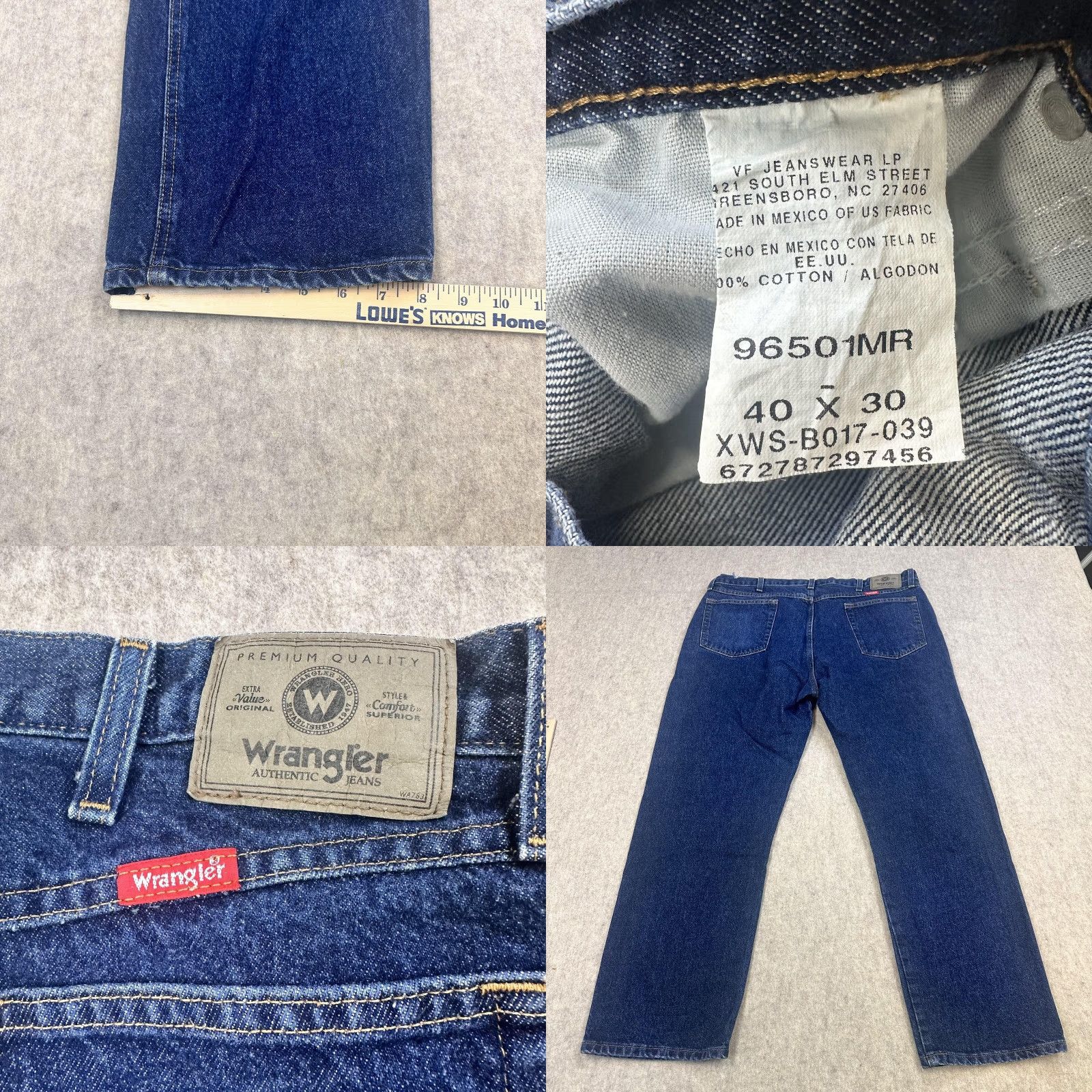 Wrangler Wrangler Jeans Mens 40x30 Blue Comfort Fit Straight Leg Zip Fly Denim 96501MR Size US 40 / EU 56 - 8 Thumbnail