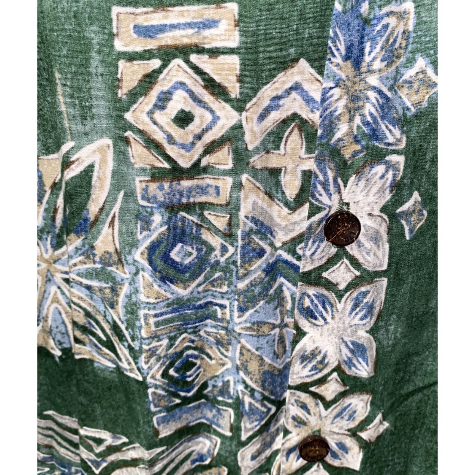 ALOHAS VINTAGE RJC Shirt Men Aloha Hawaiian Green White Floral Button-Up Short Sleeve Size M USA Made Size US M / EU 48-50 / 2 - 3 Thumbnail