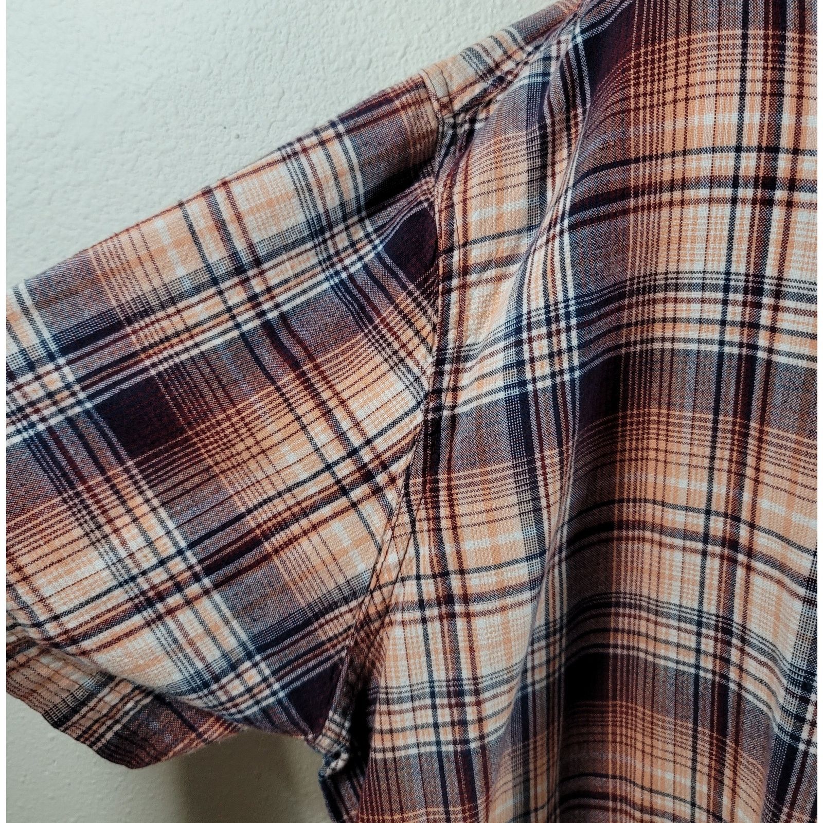 St. Johns Bay St Johns Bay Orange Blue Plaid Button Up Shirt 3XL Size US XXL / EU 58 / 5 - 2 Thumbnail