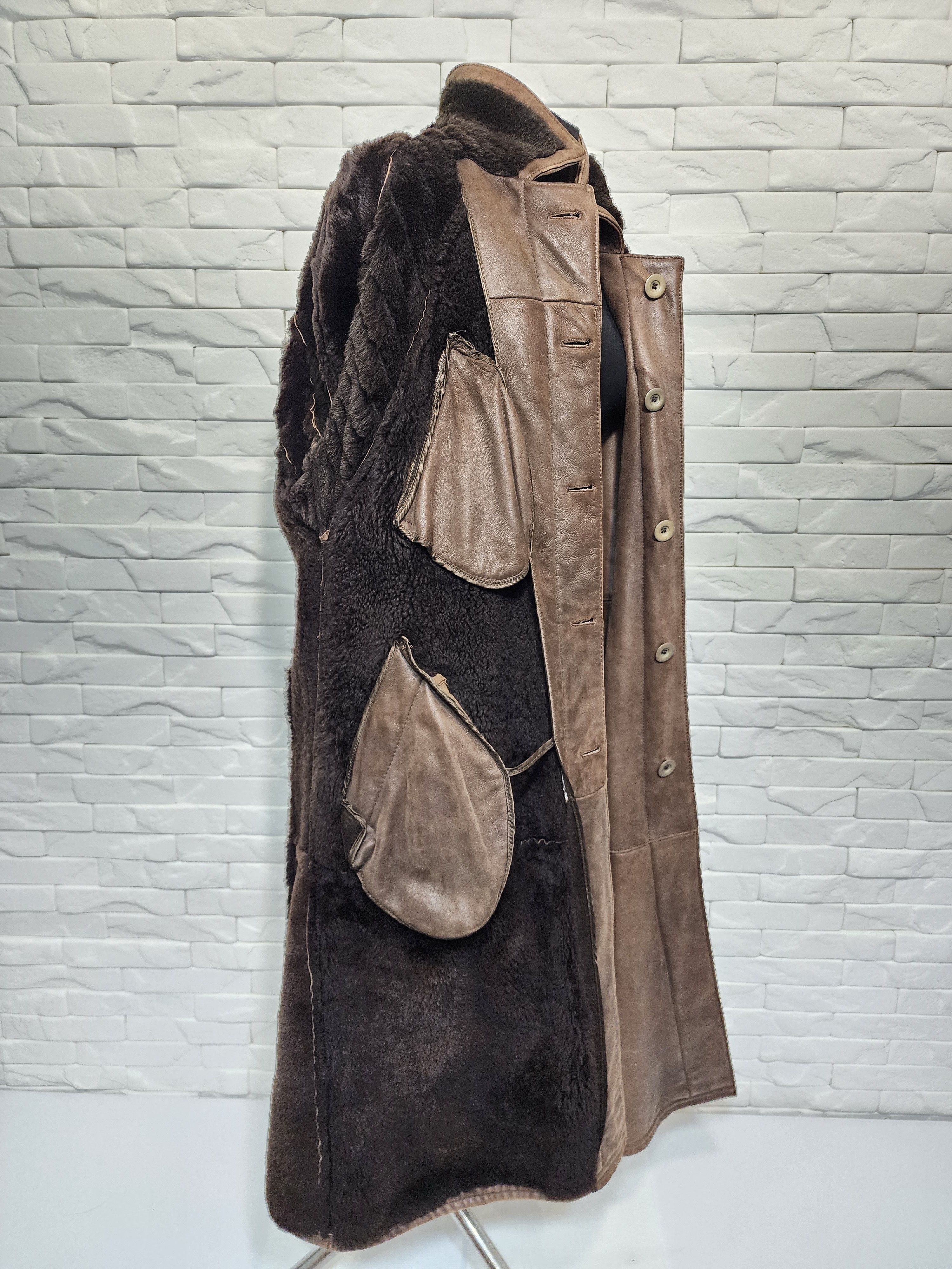 Genuine Leather Brown Genuine Fur Men's Coat Size XXL / US 16-18 / IT 52-54 - 8 Thumbnail