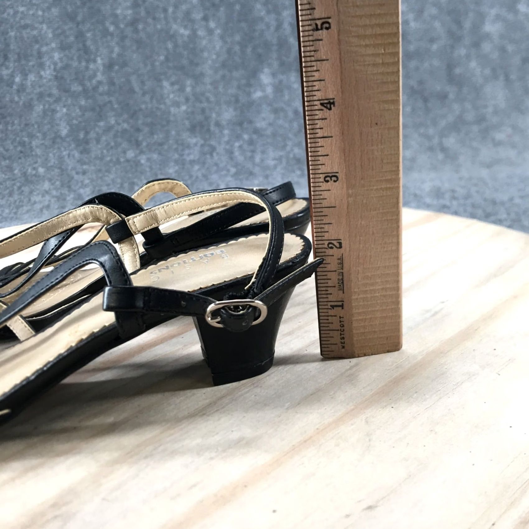 Basic Editions Basic Editions Sandals Rae Slingback Strappy Black Faux Leather 6 Wide Womens Size US 6 / IT 36 - 7 Thumbnail