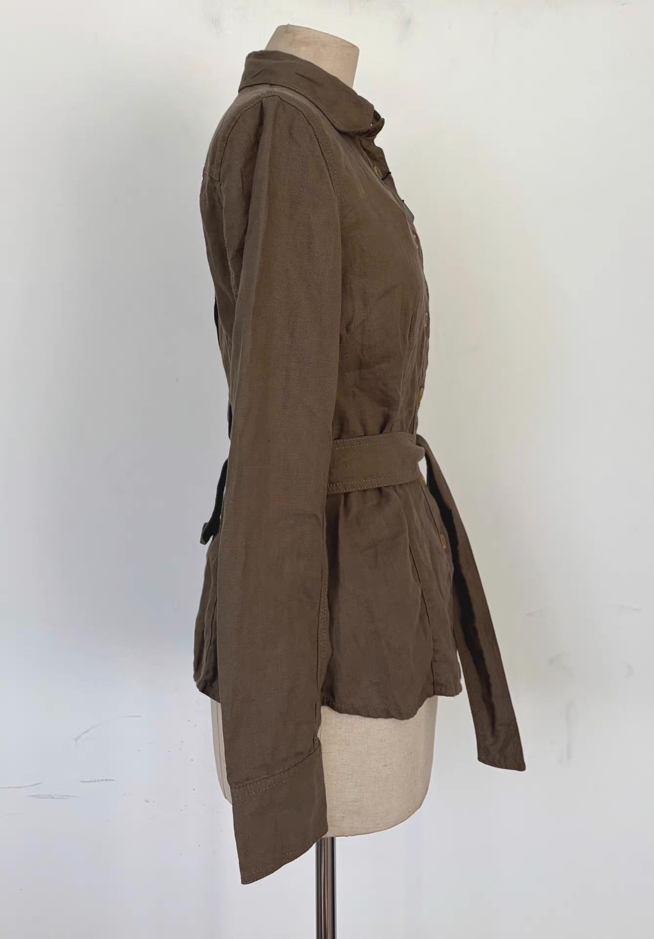 Dolce & Gabbana Dolce & Gabbana Women's Coffee Linen Shirt Jacket Ｑ21 Size M / US 6-8 / IT 42-44 - 2 Thumbnail