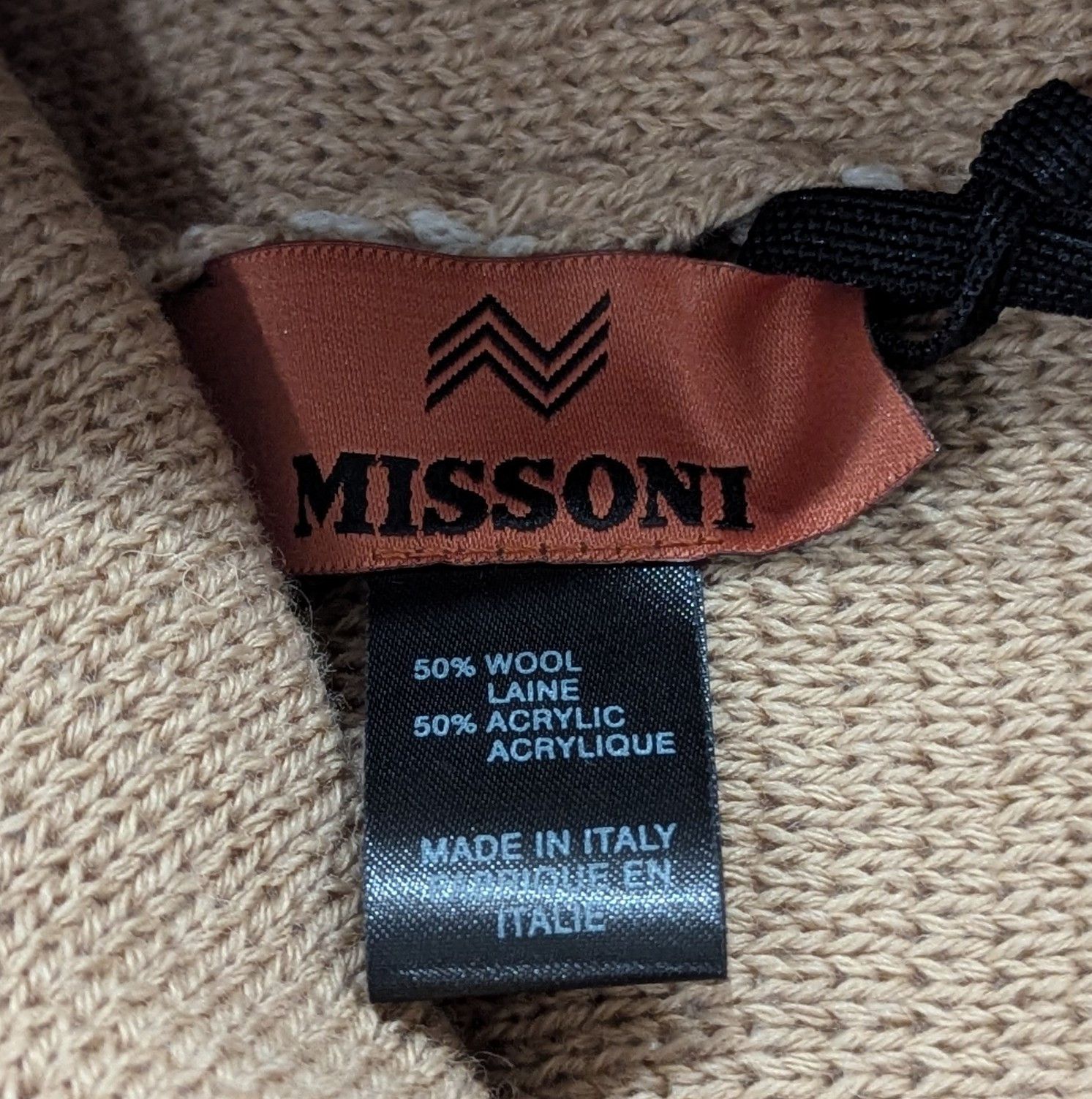 Missoni MISSONI Chevron Wool Blend Cuff Knit Beanie Hat Tan/Multi Size ONE SIZE - 3 Thumbnail