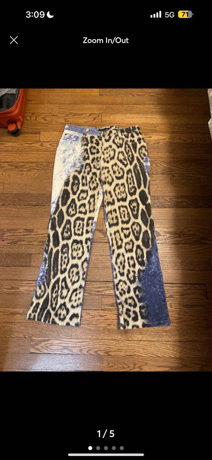 image of Roberto Cavalli Leopard Print Jeans Y2K Vintage in Gold, Women's (Size 26)