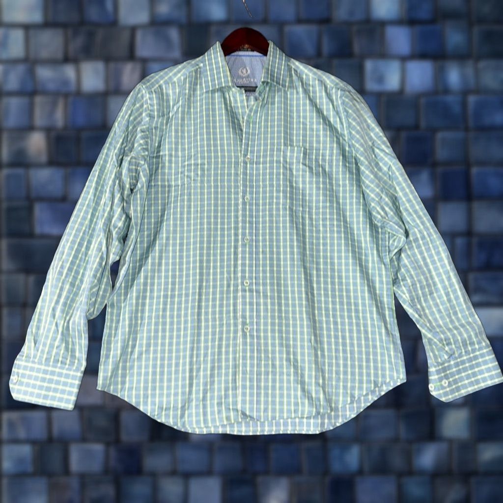 BUGATCHI Bugatchi Uomo Shirt Mens Large Classic Fit Blue Plaid Cotton Long Sleeve Button-Up Pocketed Size US M / EU 48-50 / 2 - 1 Thumbnail