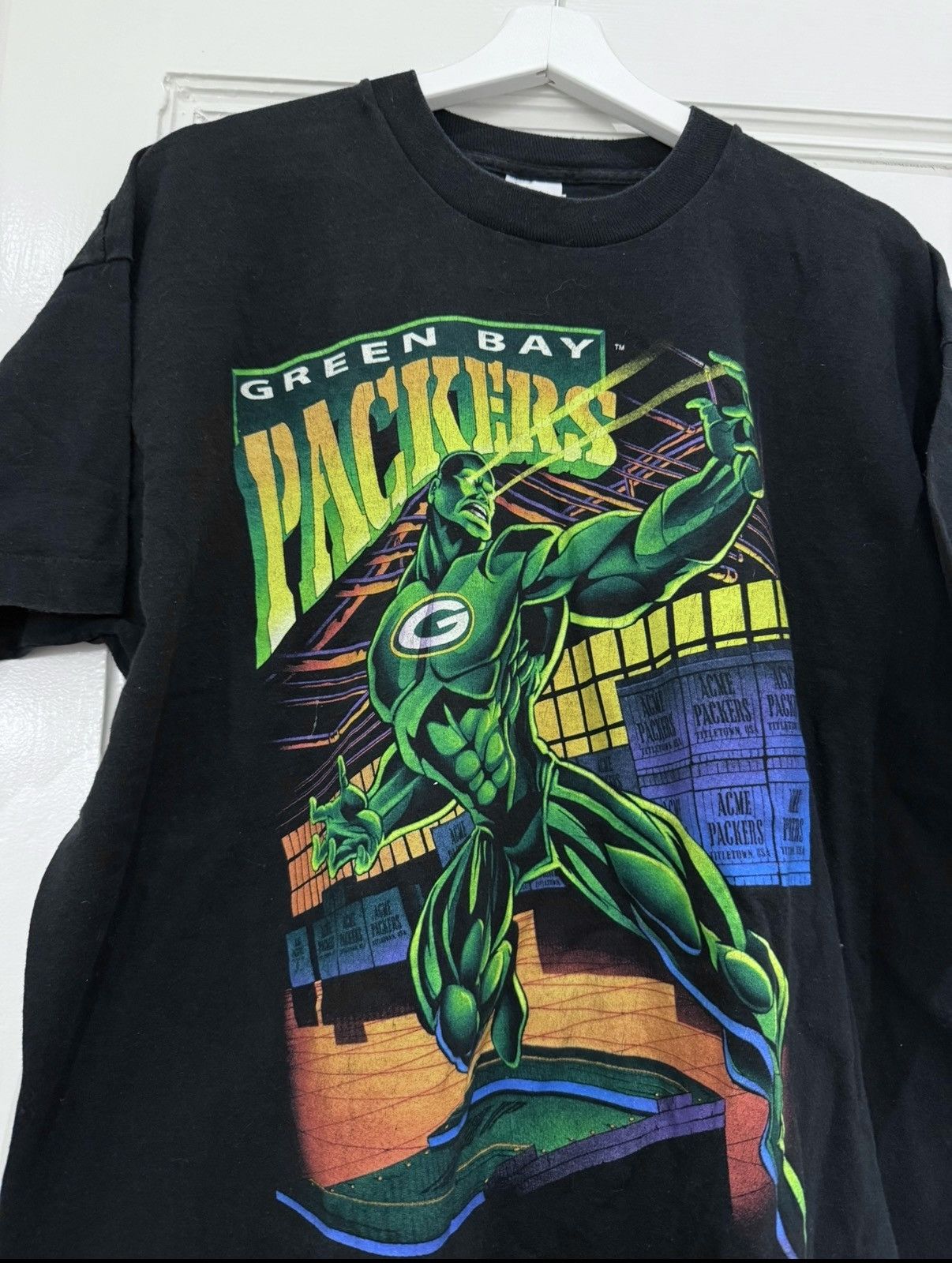 NFL Green Bay Packers superhero acme vintage 90s T-shirt Size US XL / EU 56 / 4 - 2 Thumbnail