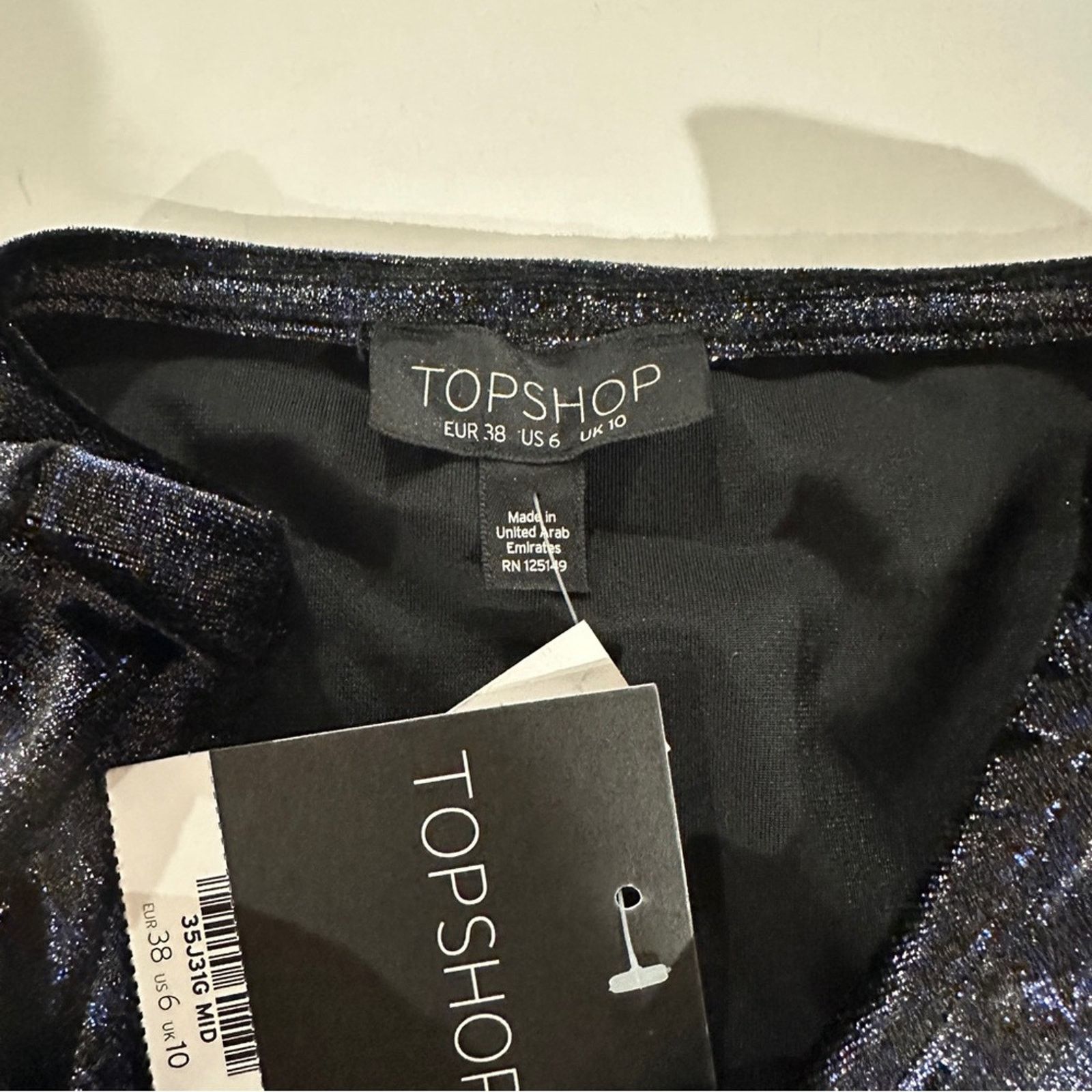 Topshop Topshop Blue Glitter Velvet 3/4 Sleeve Midi Bodycon Dress 6 Size M / US 6-8 / IT 42-44 - 7 Thumbnail