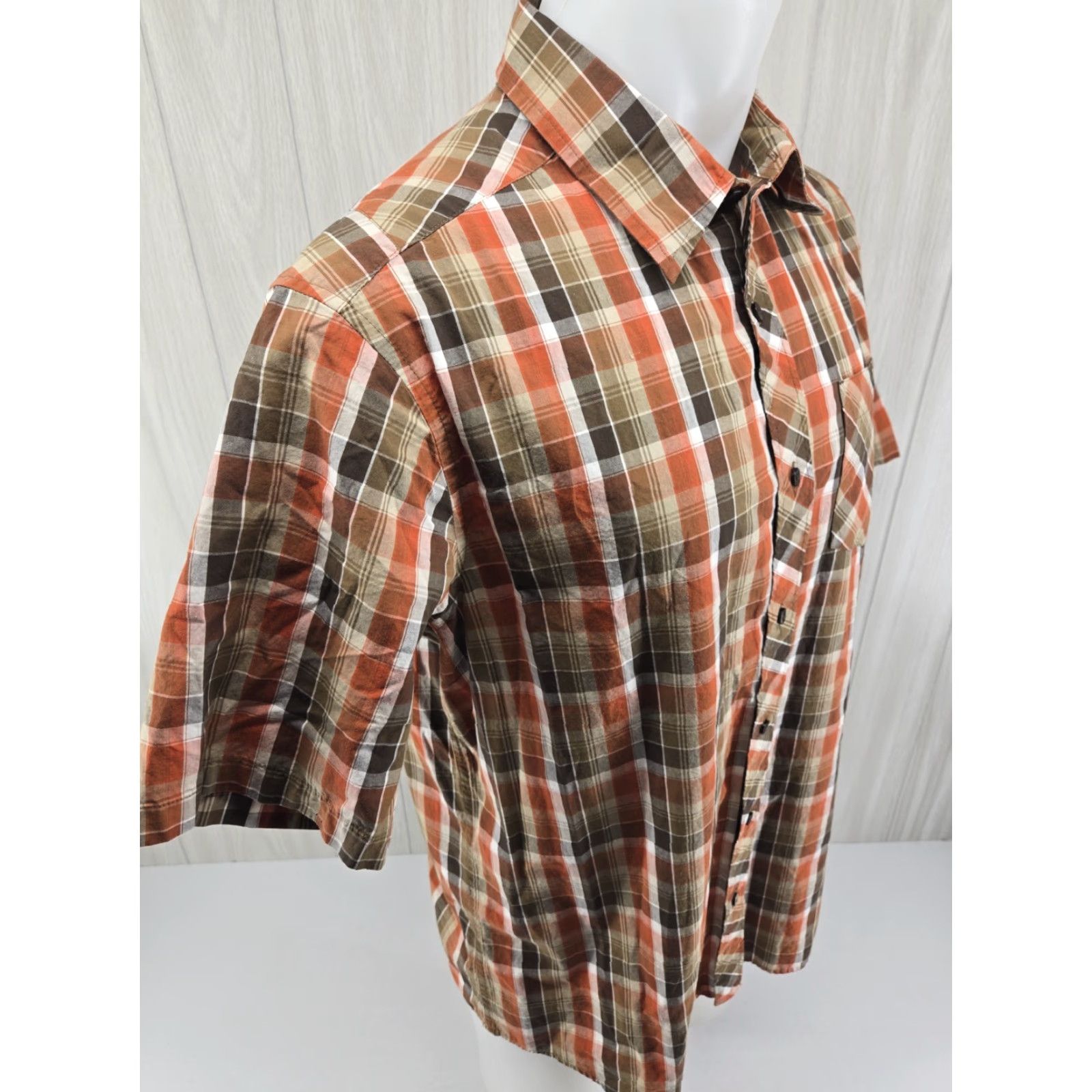 Marmot Marmot Mens Brown Orange Plaid Short Sleeve Button Up Shirt Size Large Size US L / EU 52-54 / 3 - 7 Thumbnail