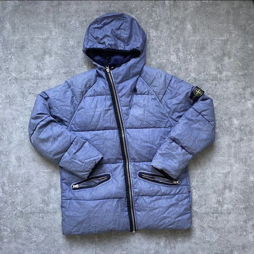 Stone Island Blue Lino Resinato Down-TC Puffer Jacket