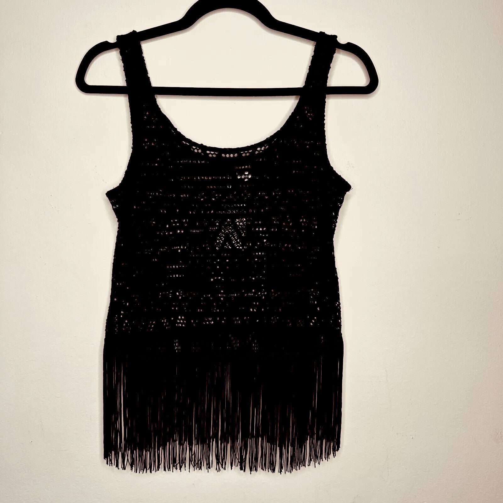 Divided NWT Divided H&M Black Crochet Tank Fringe Hem Sleeveless 4 Size S / US 4 / IT 40 - 5 Thumbnail