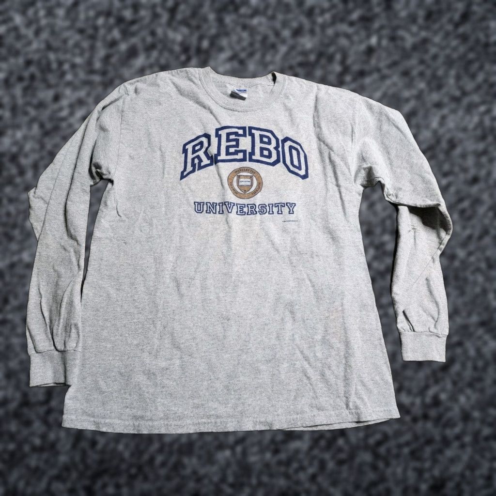 Gildan VINTAGE Gildan University T-Shirt Long Sleeve Crew Neck Men L Gray 2002 Distressed Shirt Mens Size US L / EU 52-54 / 3 - 1 Thumbnail